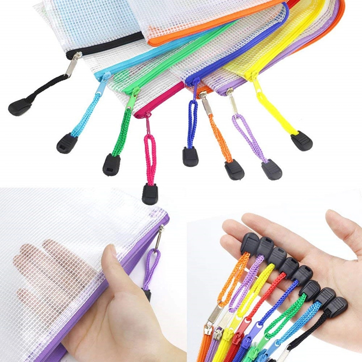 Waterproof A4 Zipper File Bags Document Mesh Pouch 4