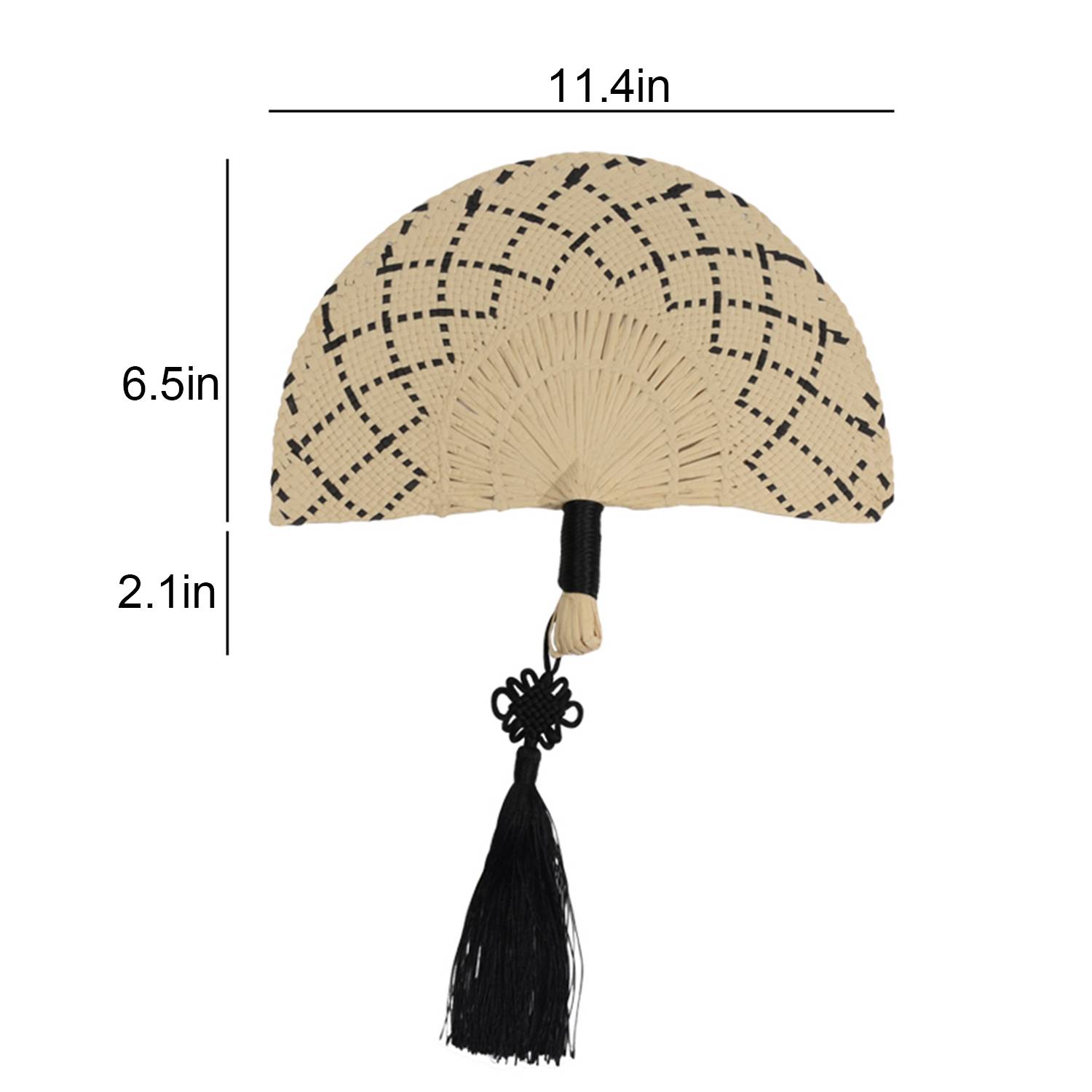 Handwoven Straw Fan with Tassel 4