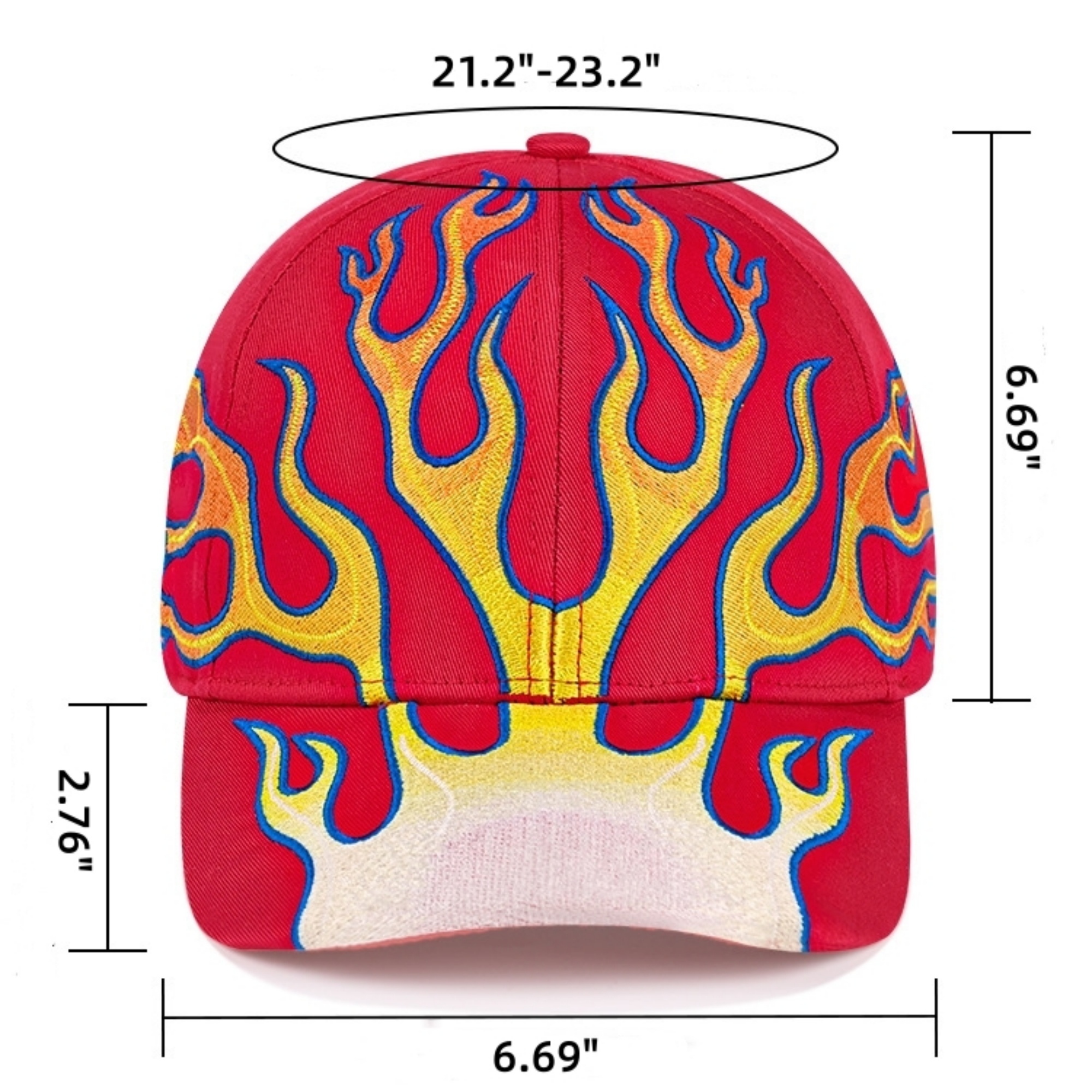 Embroidered Flame Pattern Cotton Baseball Cap 10