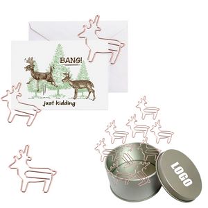 Animal Deer Shaped Paper Clips In Tin Box 3