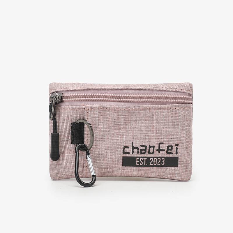 Compact Oxford Zipper Purse Pouch w/ Key Ring 13