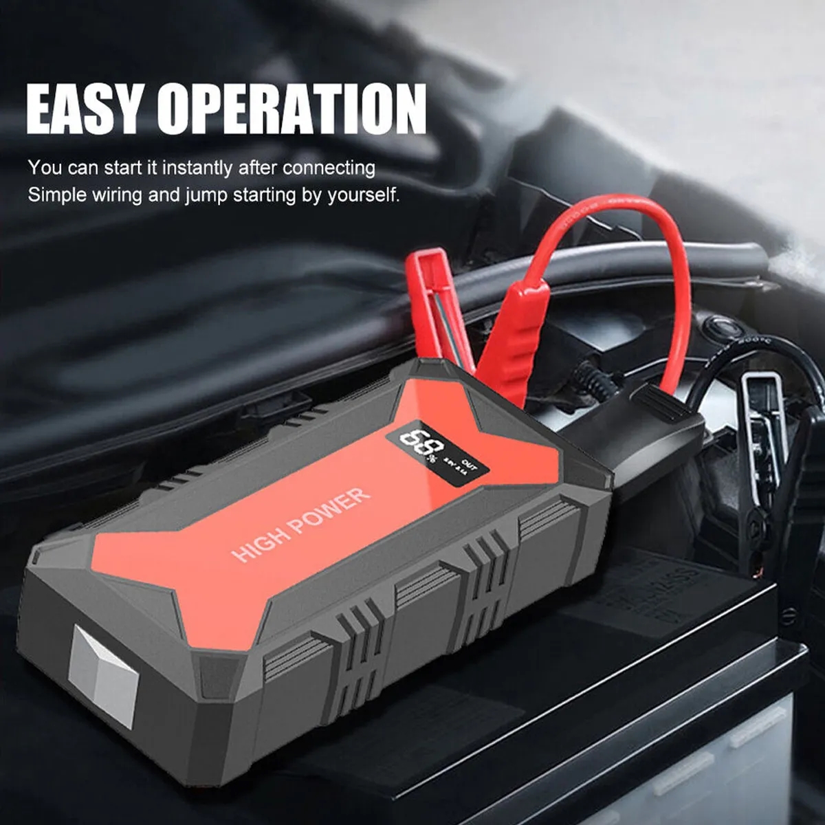 30000MAH USB Car Battery Jump Starter With LED Flashlight 2
