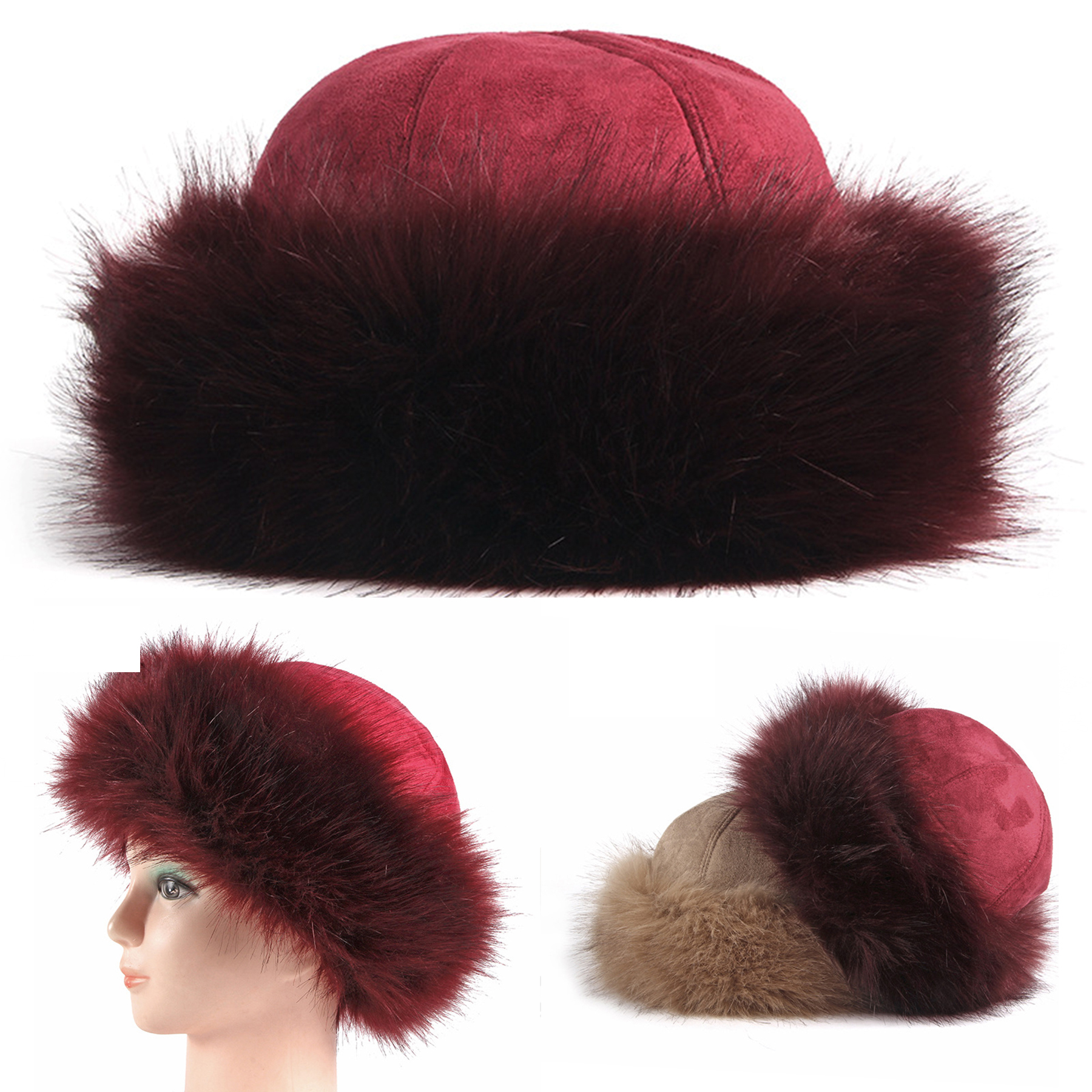 Women Leopard Faux Fur Hats Fluffy Bucket Hat 2