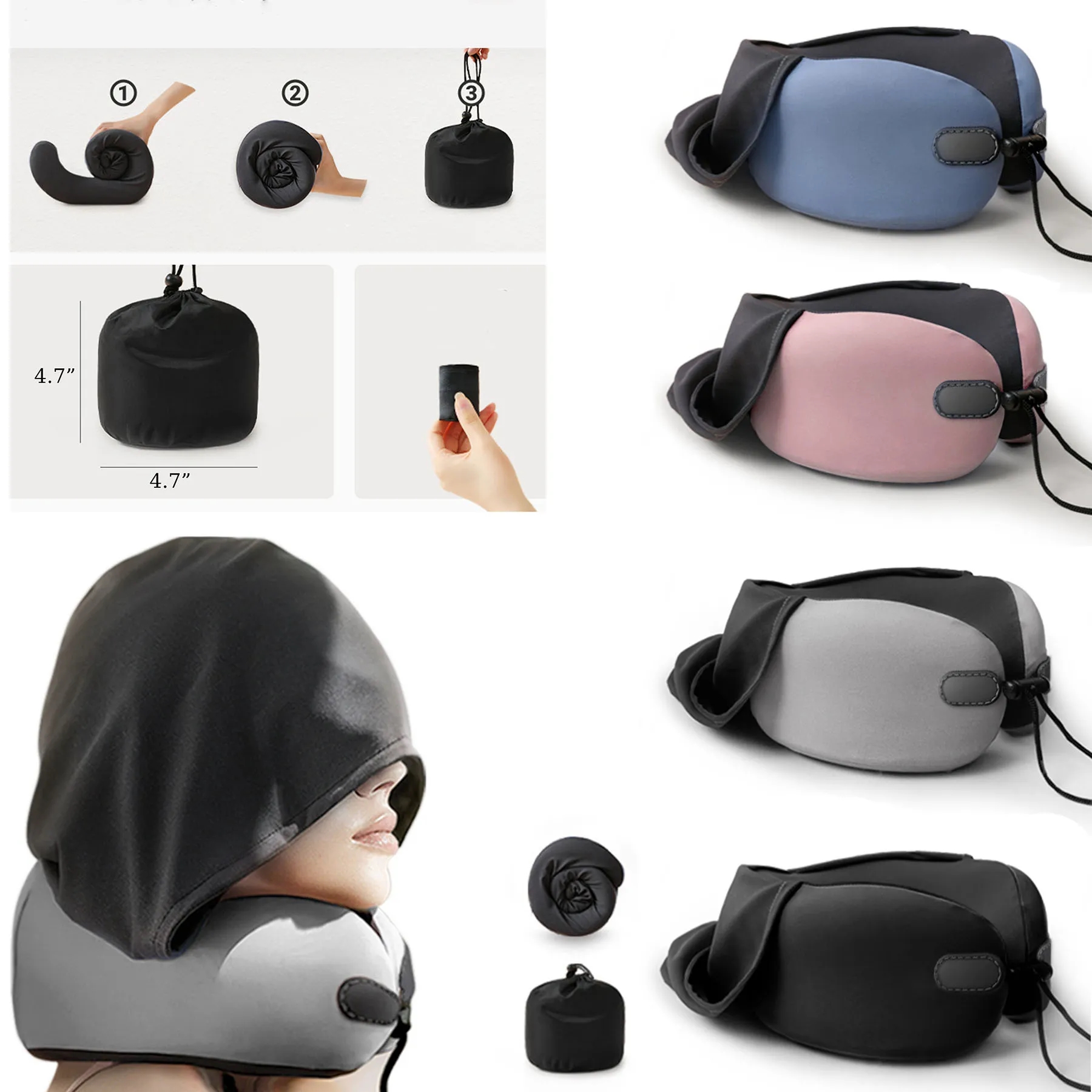 Hooded Memory Foam Neck Support for Travel 7