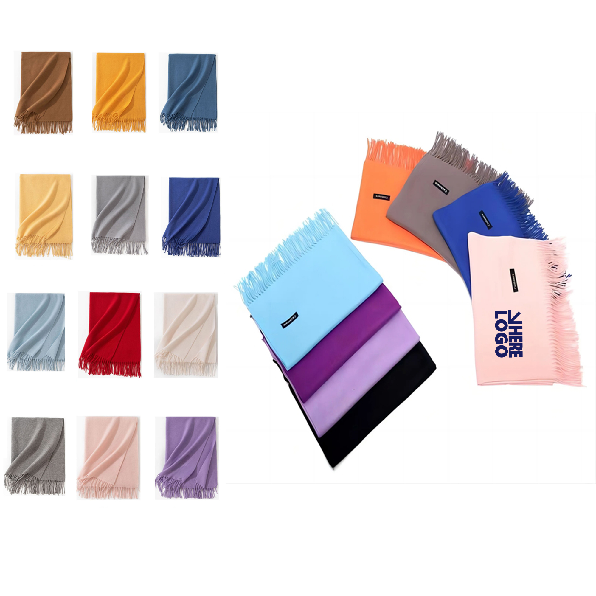 Versatile Oversize Cashmere Woven Scarf With Fringes 1