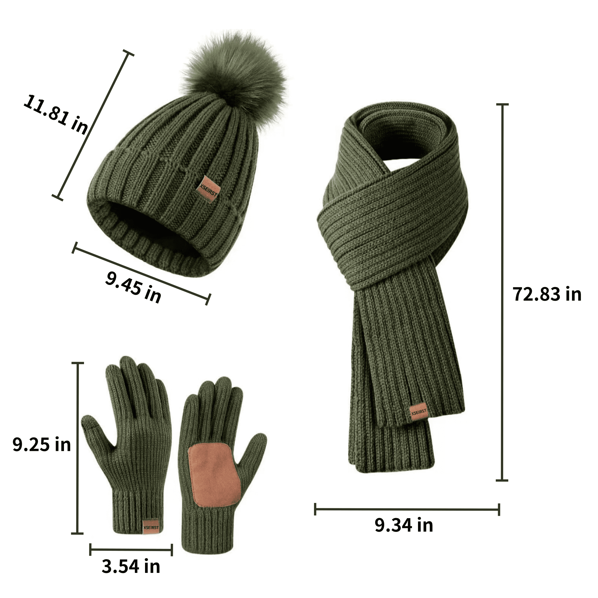 Knitted Acrylic Hat Scarf And Touchscreen Glove Set 2