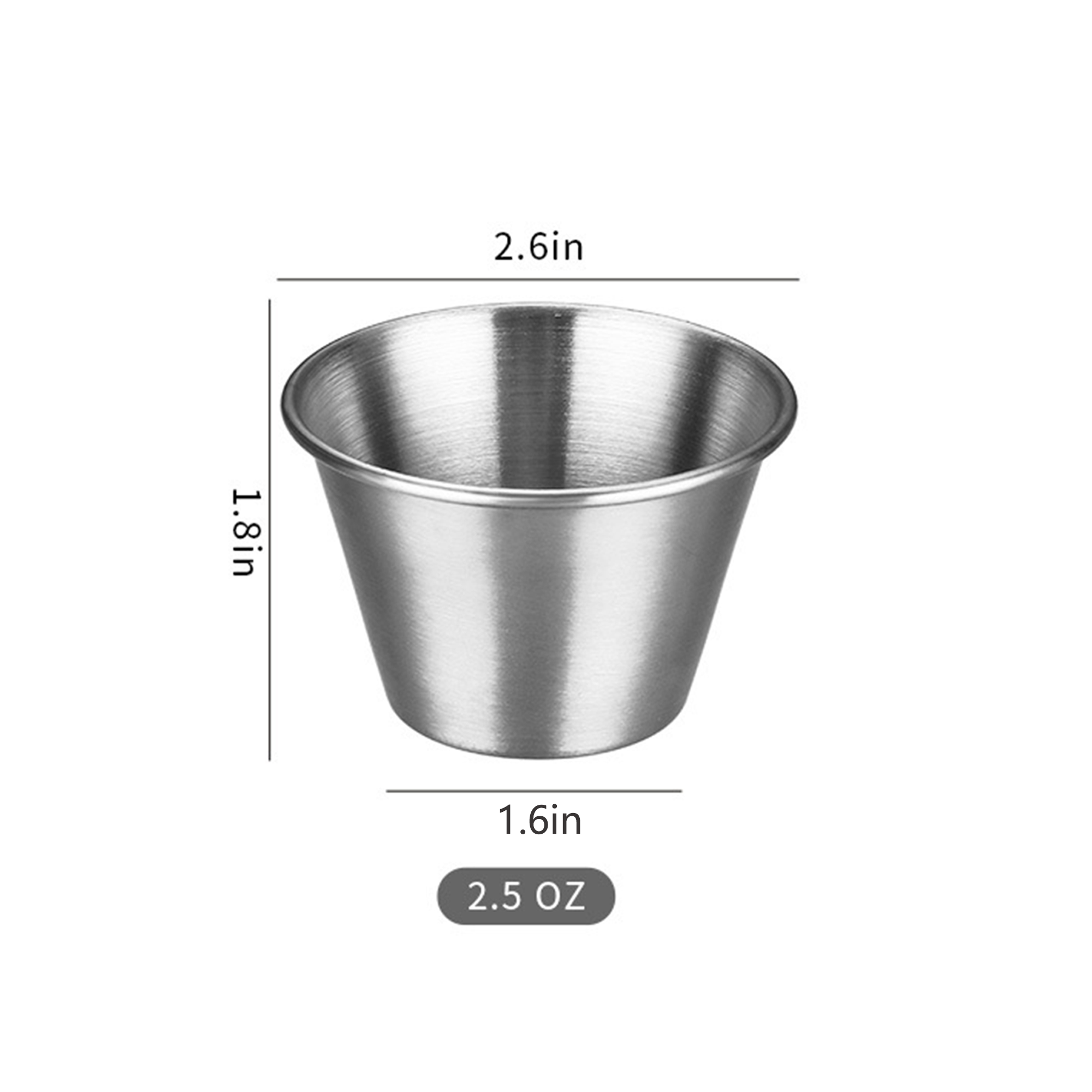2.5oz Stainless Steel Condiment Sauce Cup 4