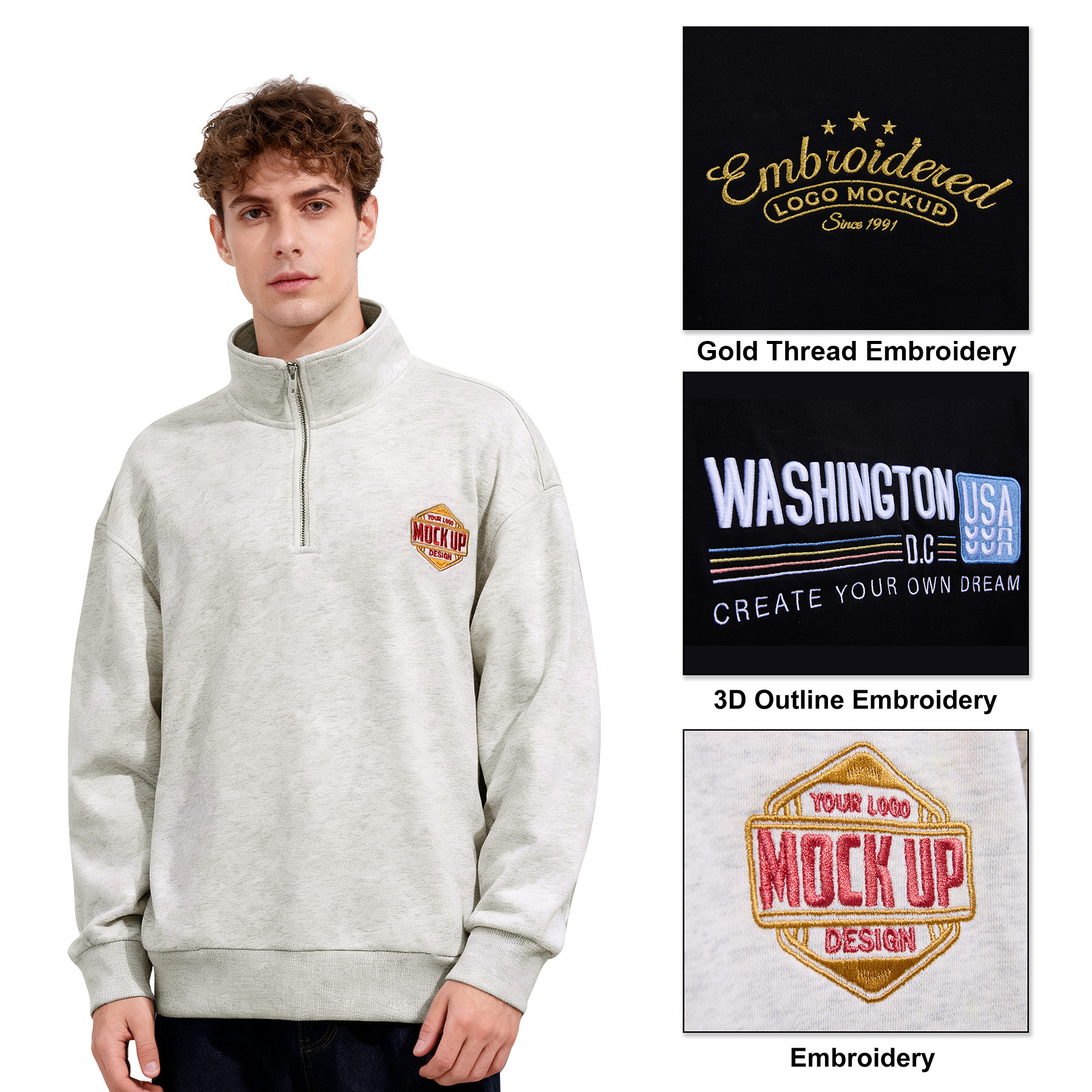 Unisex 100% Pre-Shrunk Cotton Quarter Zip Sweatshirt 4