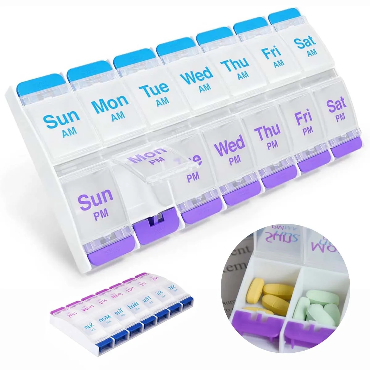 Push Button Pill Case Medicine Planner Vitamin Organizer 4
