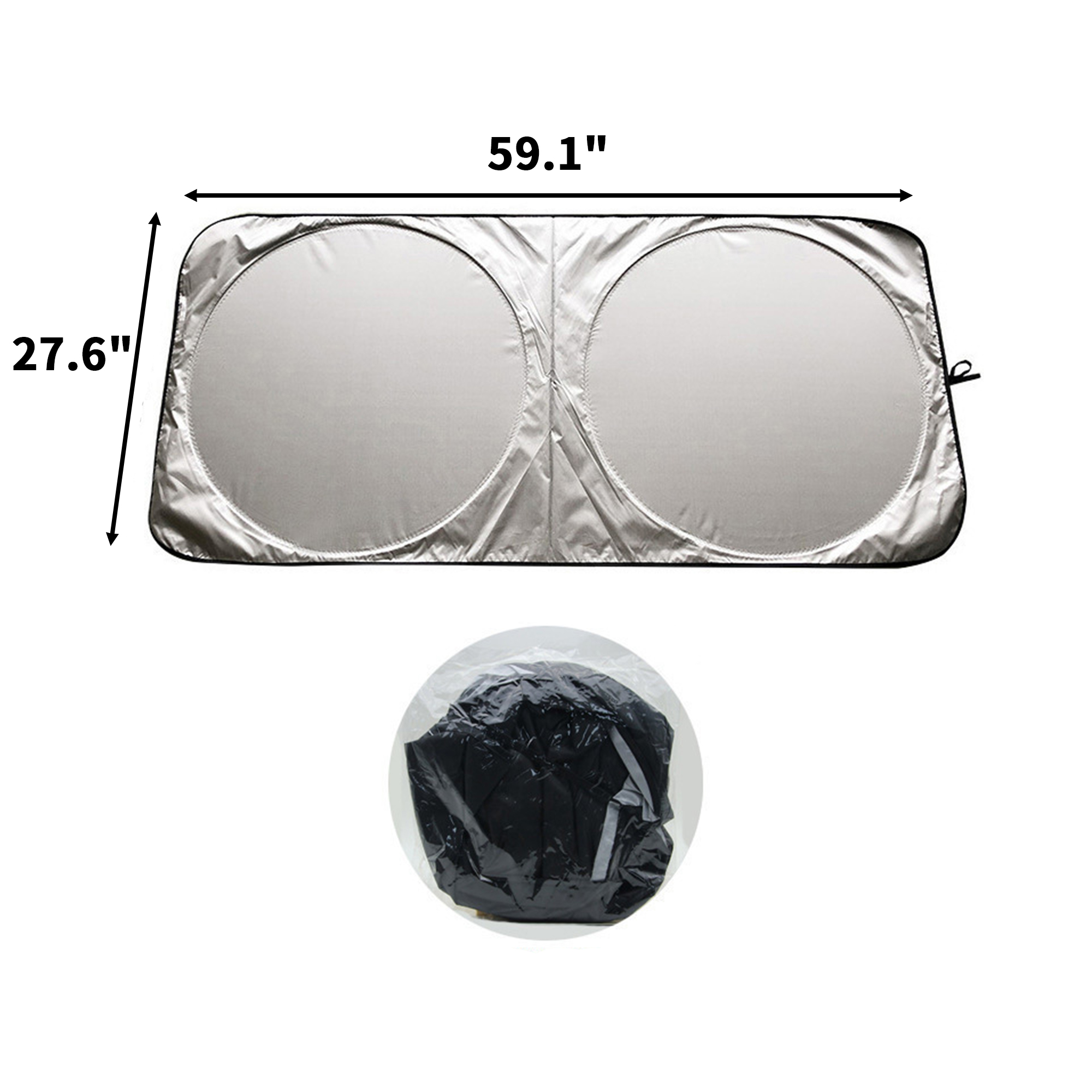 Foldable Car Windshield Sunshade With Storage Bag 59.1 x 27.6" 3