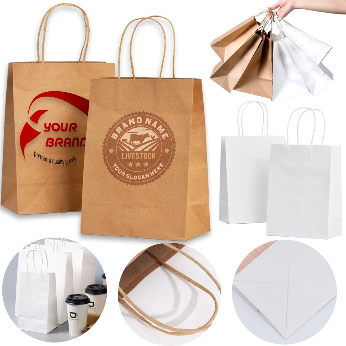 Custom Paper Gift Wrap Bags Kraft Shopping Bags with Handles 3
