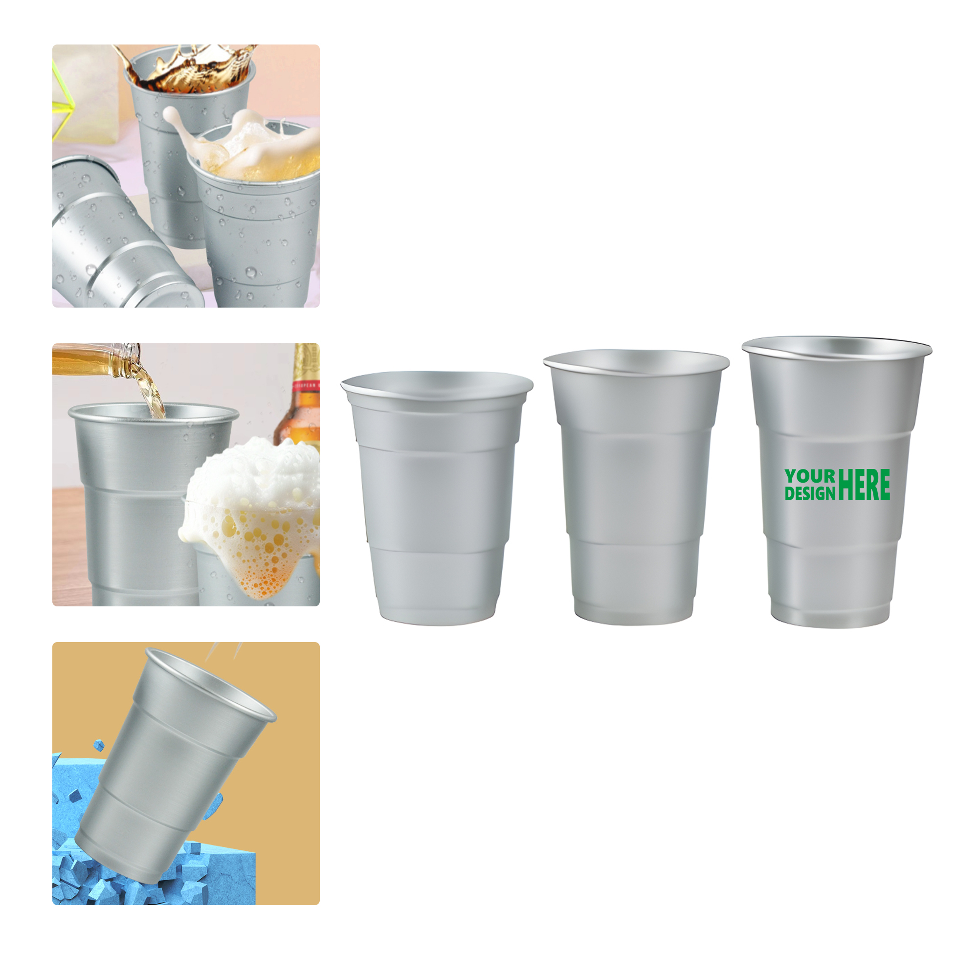 MOQ 100 Aluminum Disposable Drink Cup Recyclable Beer Cup Summer 2