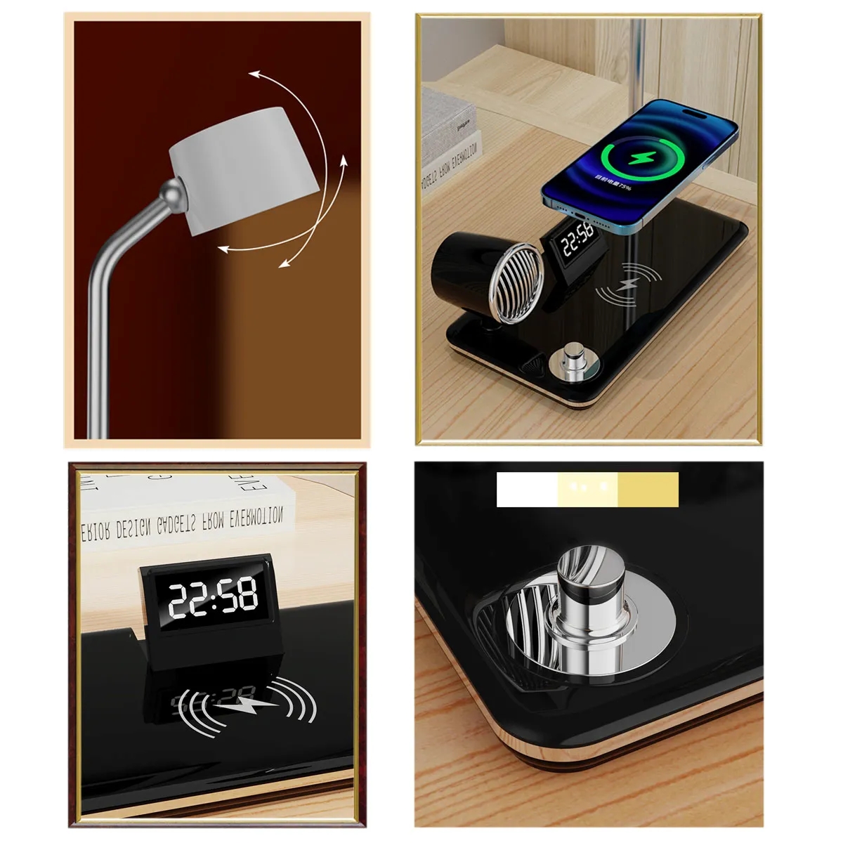 Smart Wireless Charging Desk Lamp with Bluetooth Speaker Clo 7