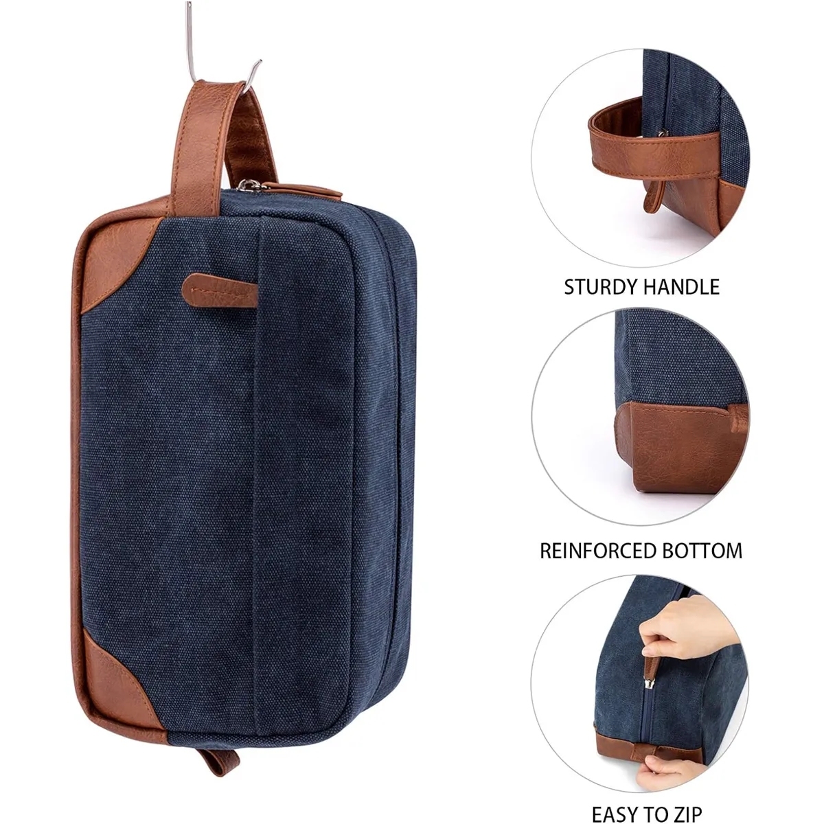 Canvas Toiletry Bag Hanging Dopp Kit Unisex 5