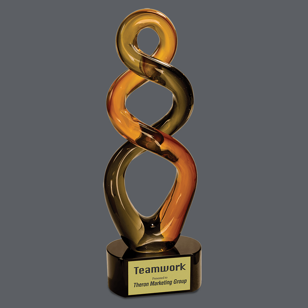 13 1/2" Brown Twist Art Glass Award 1