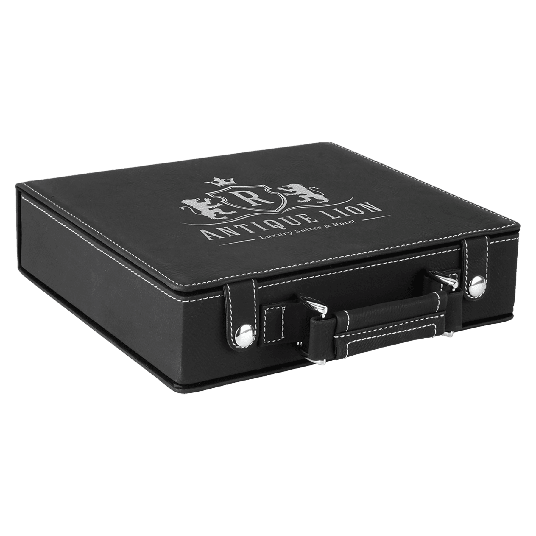 Black/Silver Leatherette 100 Chip Poker Set 7