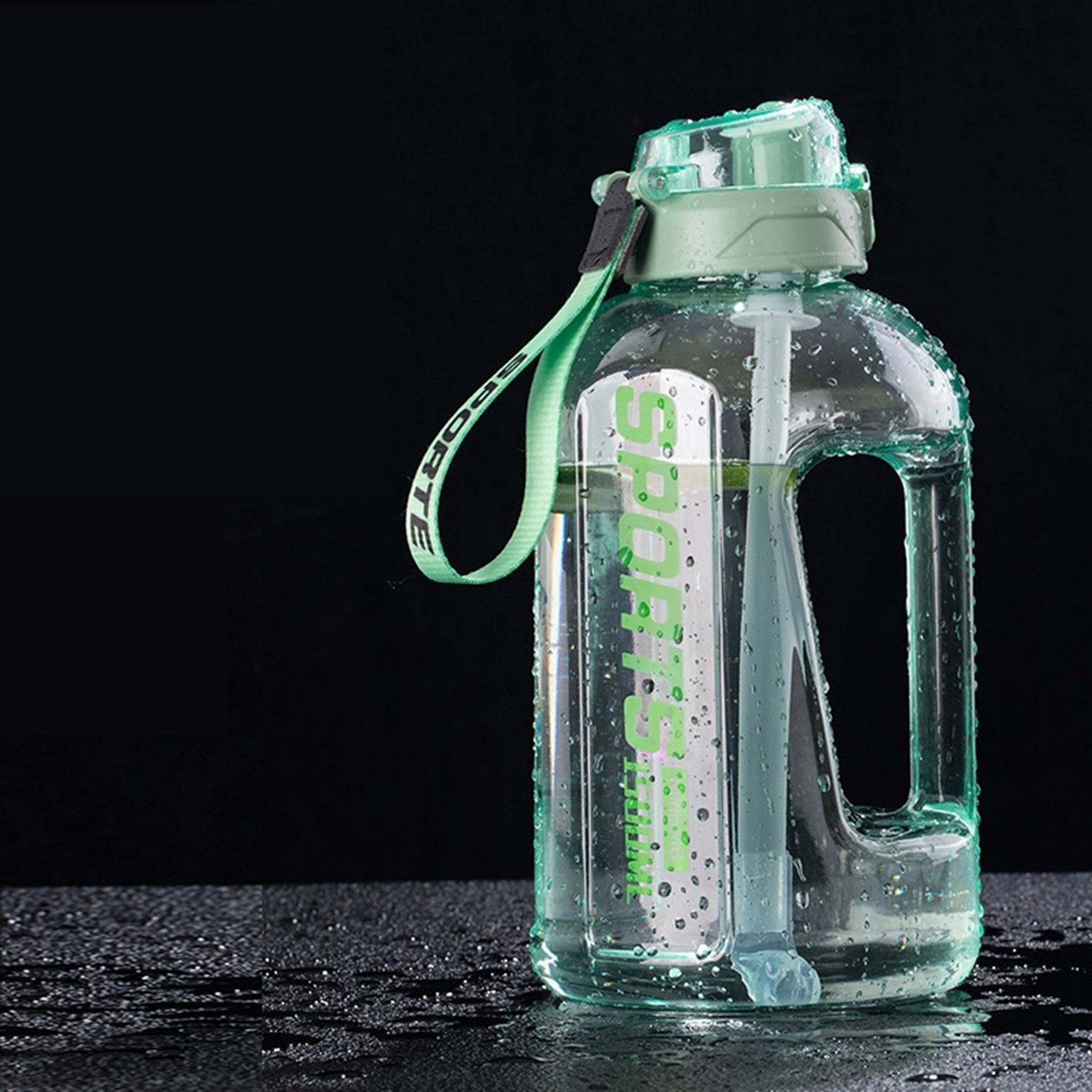 Large Capacity Plastic Sport Water Bottle with Straw Lid 11