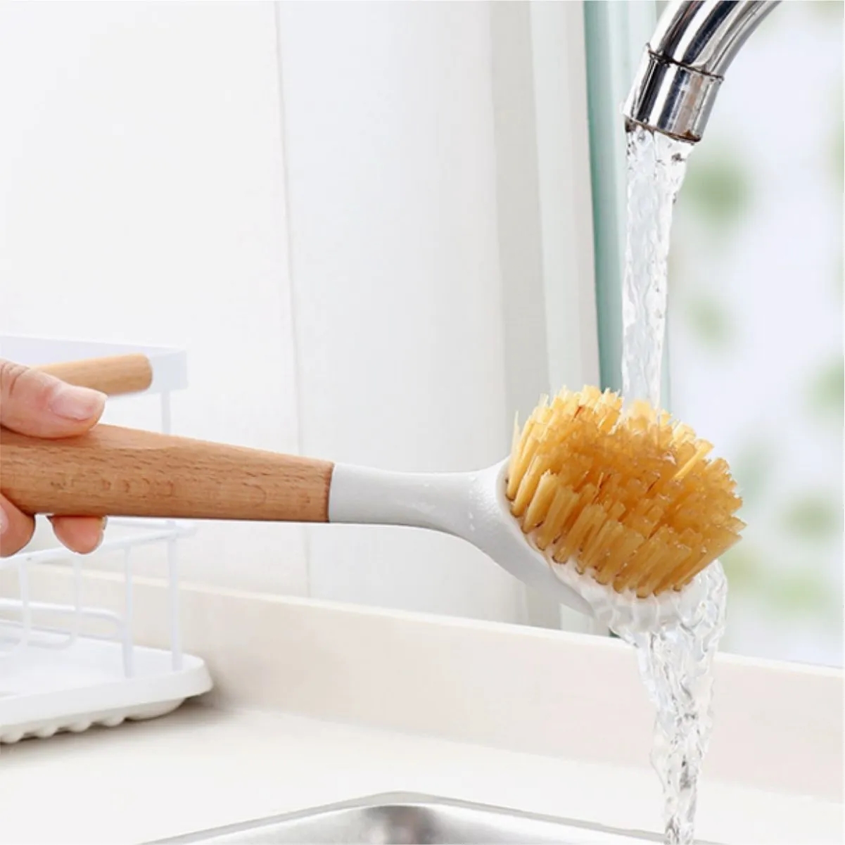 Wood Handle Dish Brush With Non Scratch Bristles 7
