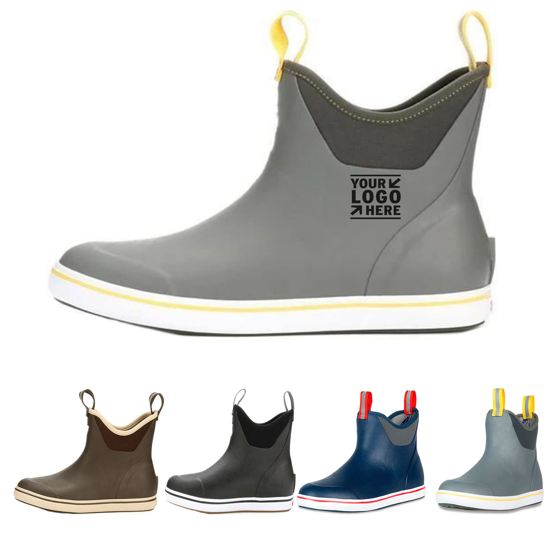 Rubber Chevron Pull Tabs Ankle Deck Boots 2