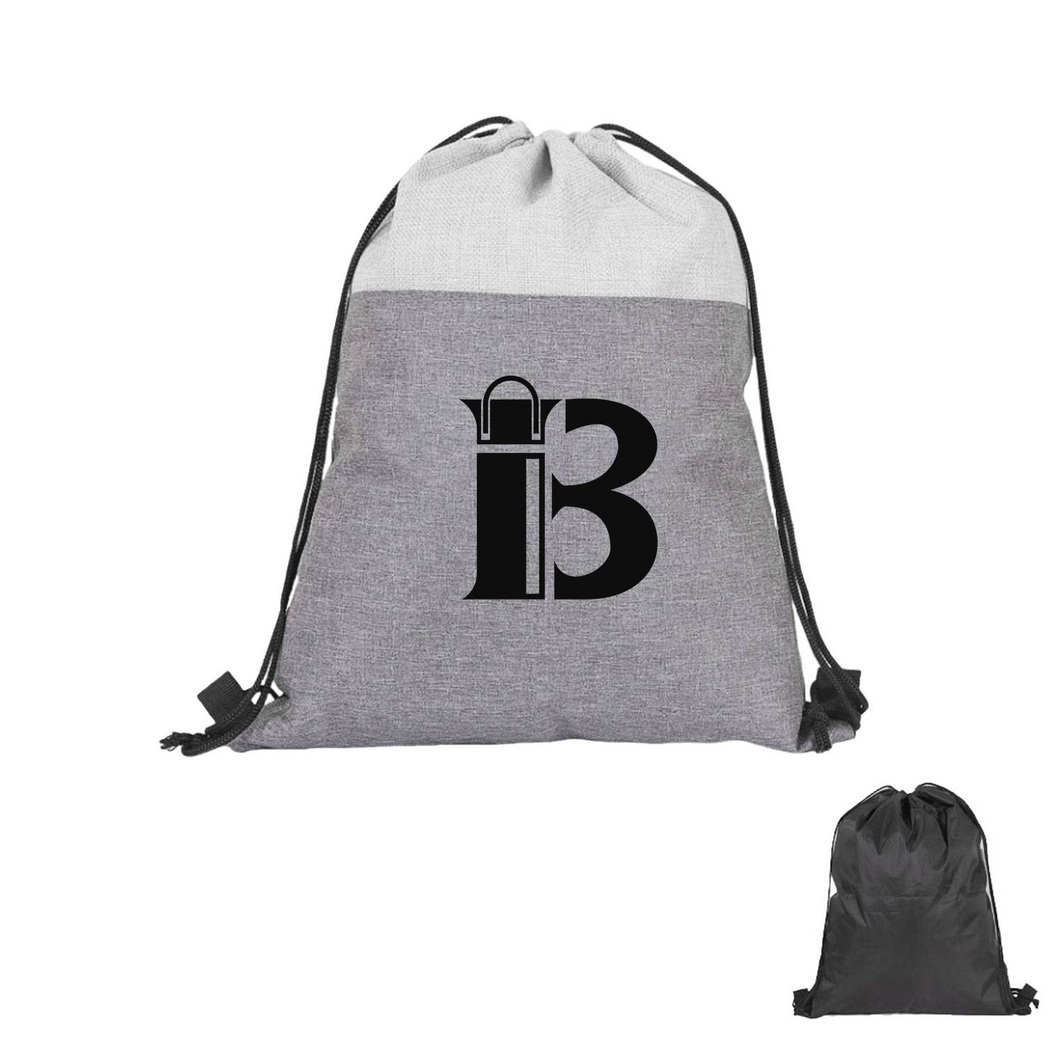 Linen Oxford Cloth Outdoor Splicing Drawstring Backpack 2