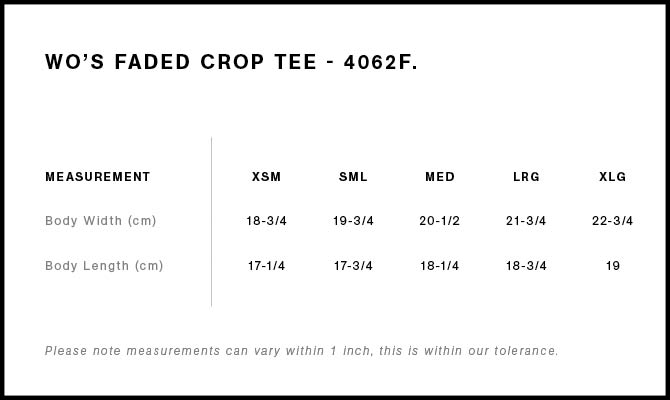 Wo's Faded Crop Tee | 4062F 23
