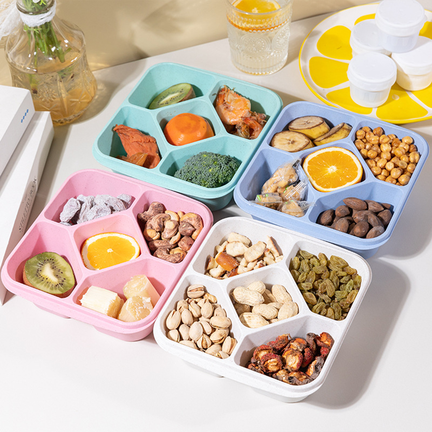 Wheat Straw BPA-Free 5 Compartments Bento Snack Boxes 7