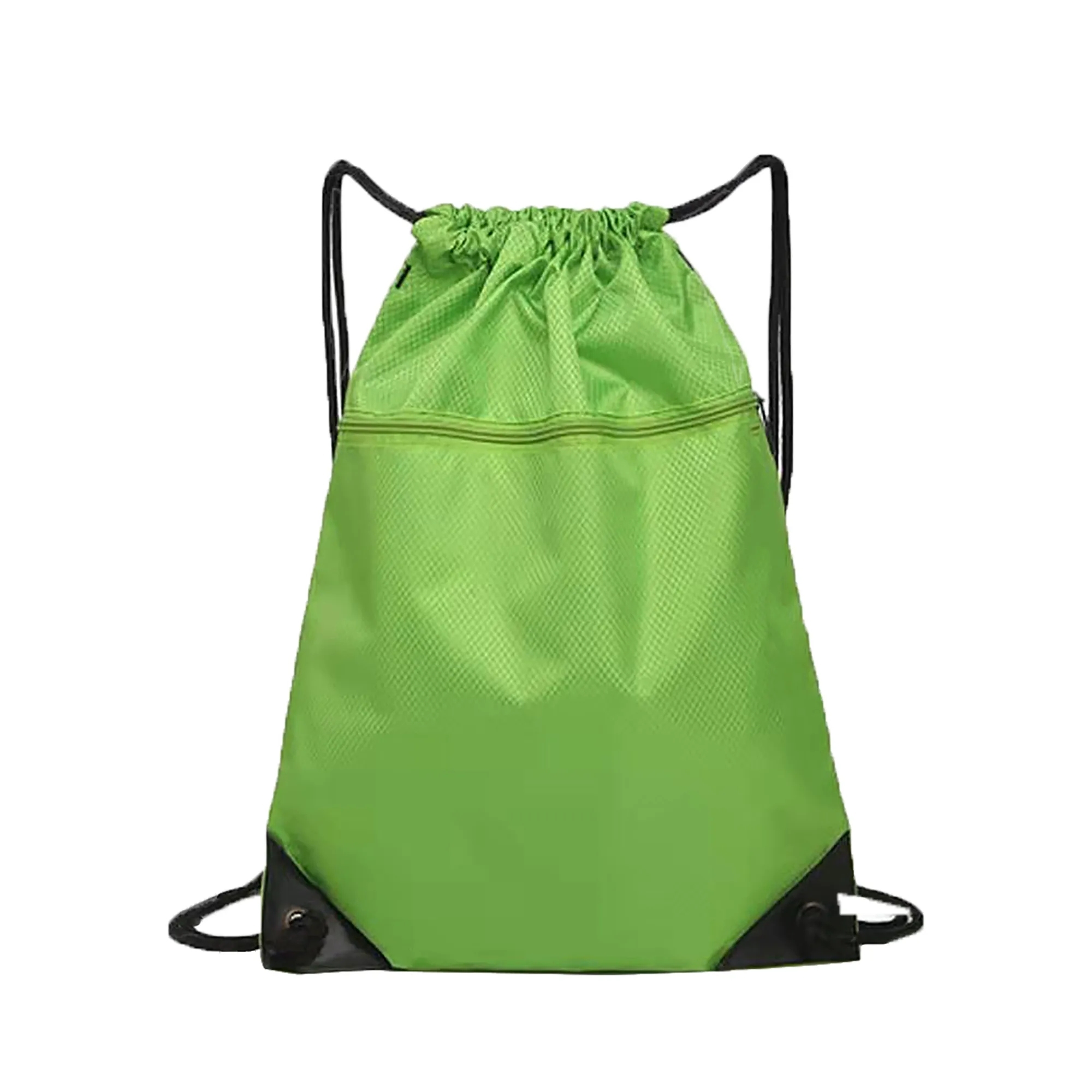 Mesh Pocket Drawstring Backpacks w/Zipper 2