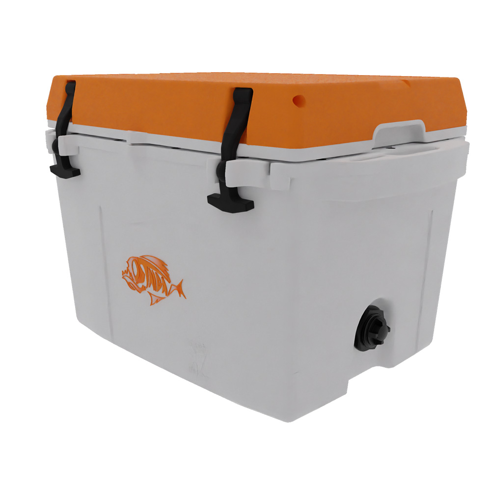 Taiga 27 Quart Cooler: Custom molded Logo, Custom PMS Color 24
