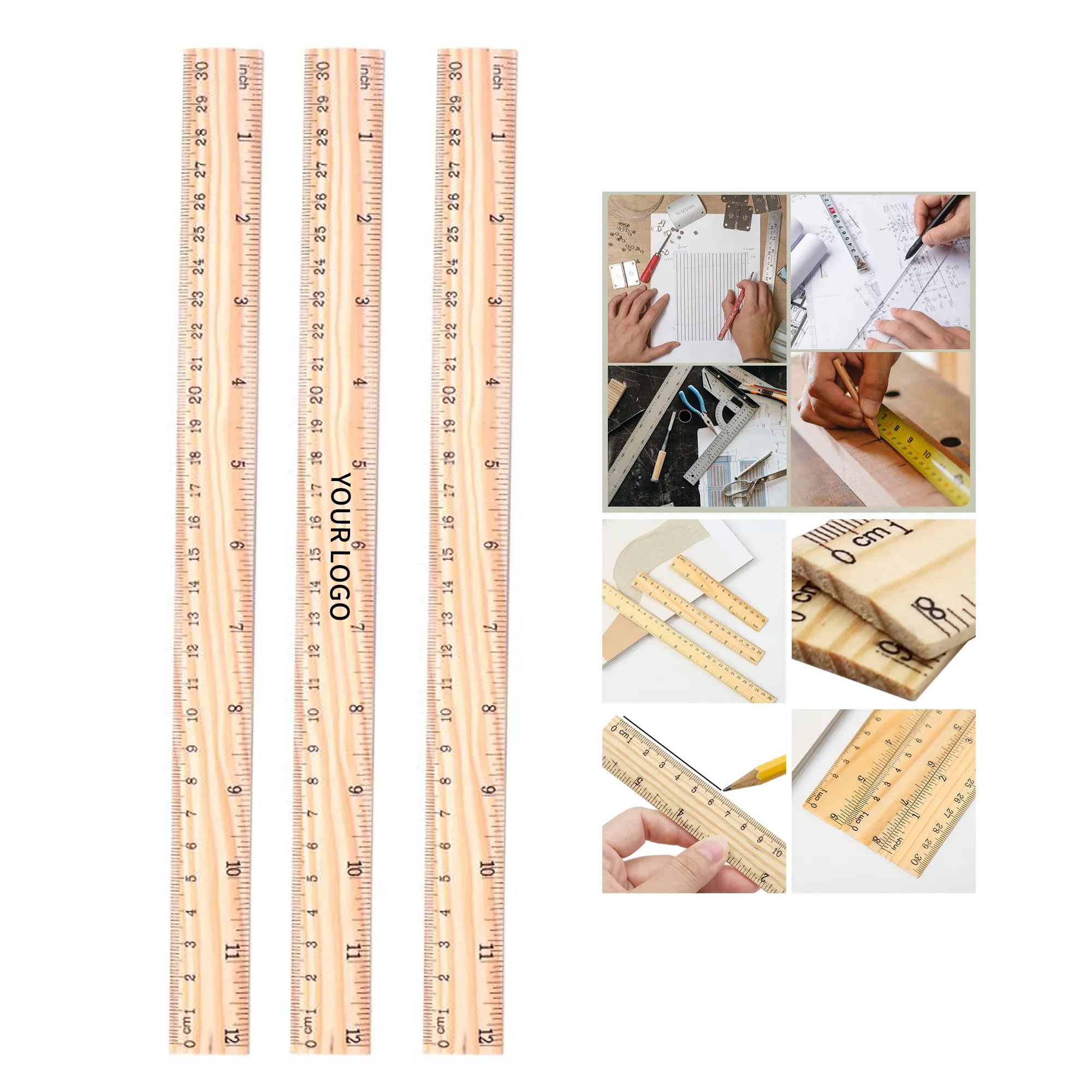 Wooden Ruler 12 Inch with Clear Scale Markings 1