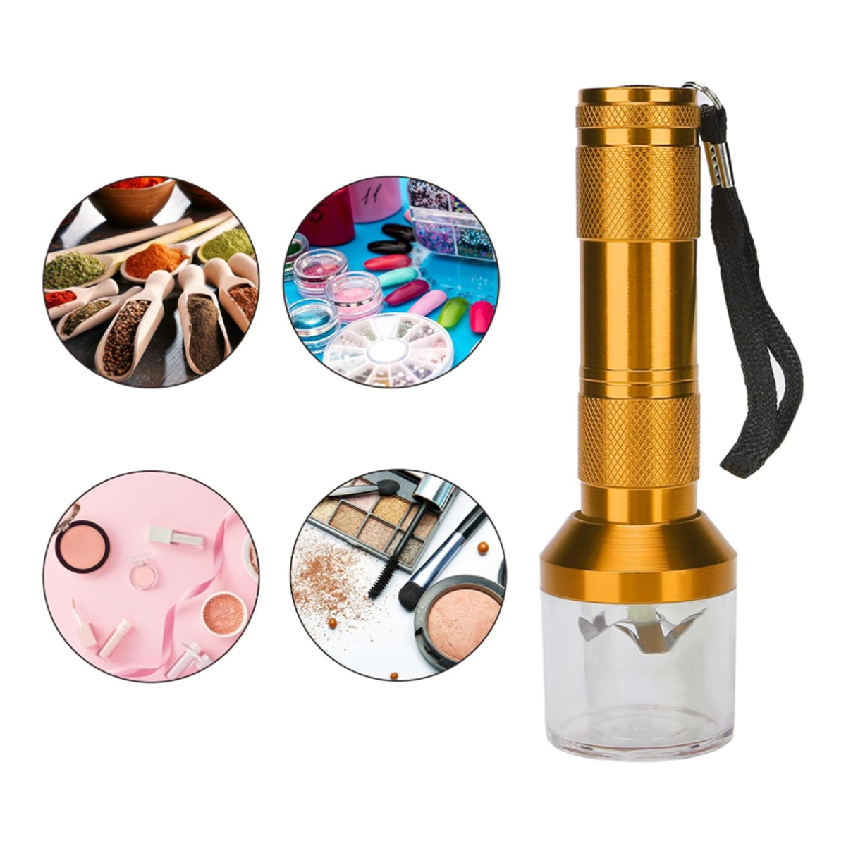 LED Flashlight Grinder Combo with Metal Body and Jar Base 2