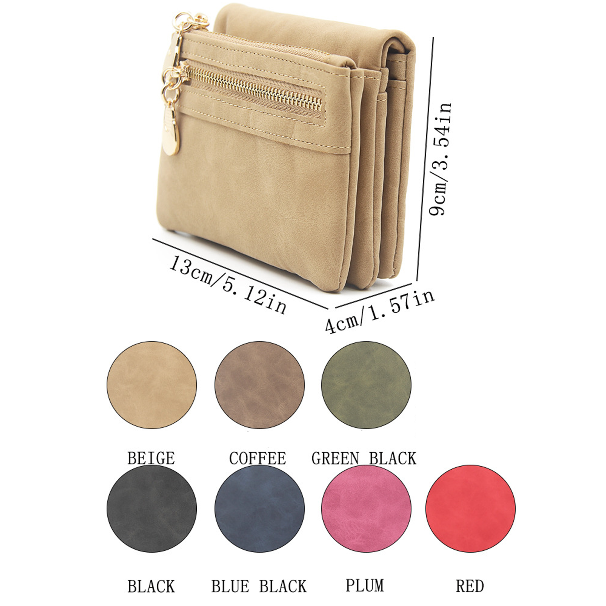 Double zipper frosted PU purse 3