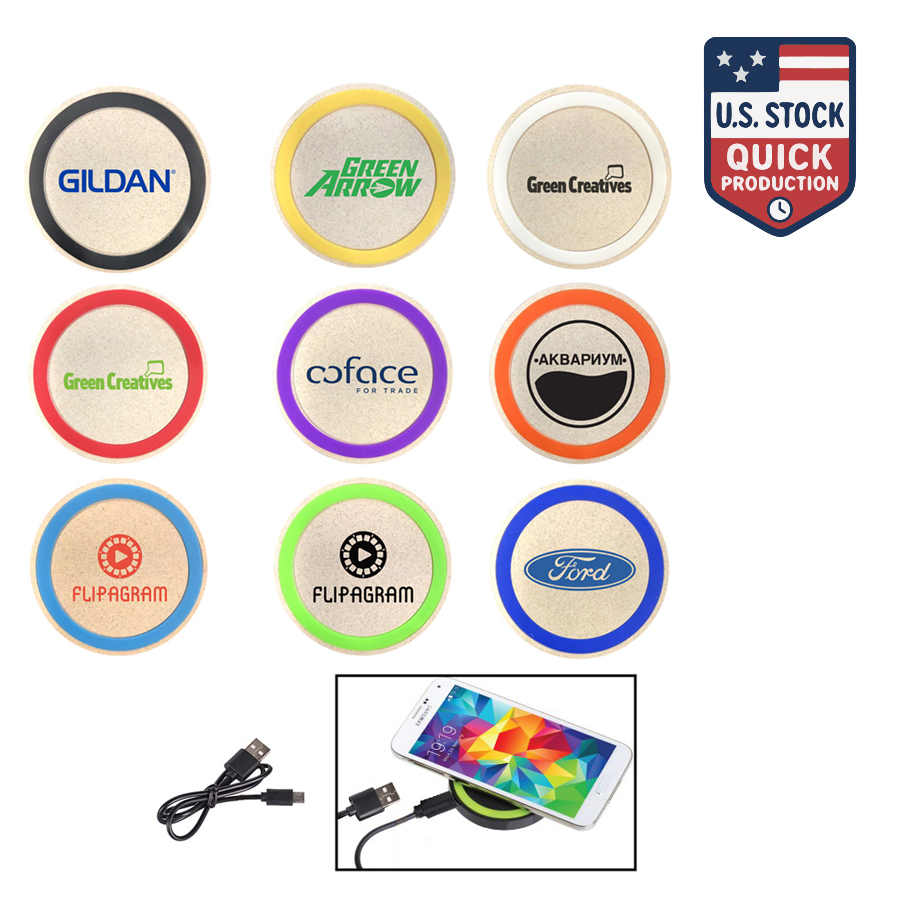 10W Eco Friendly Wireless Charging Pad For Mobile Devices Made of Wheat Straw Material 8
