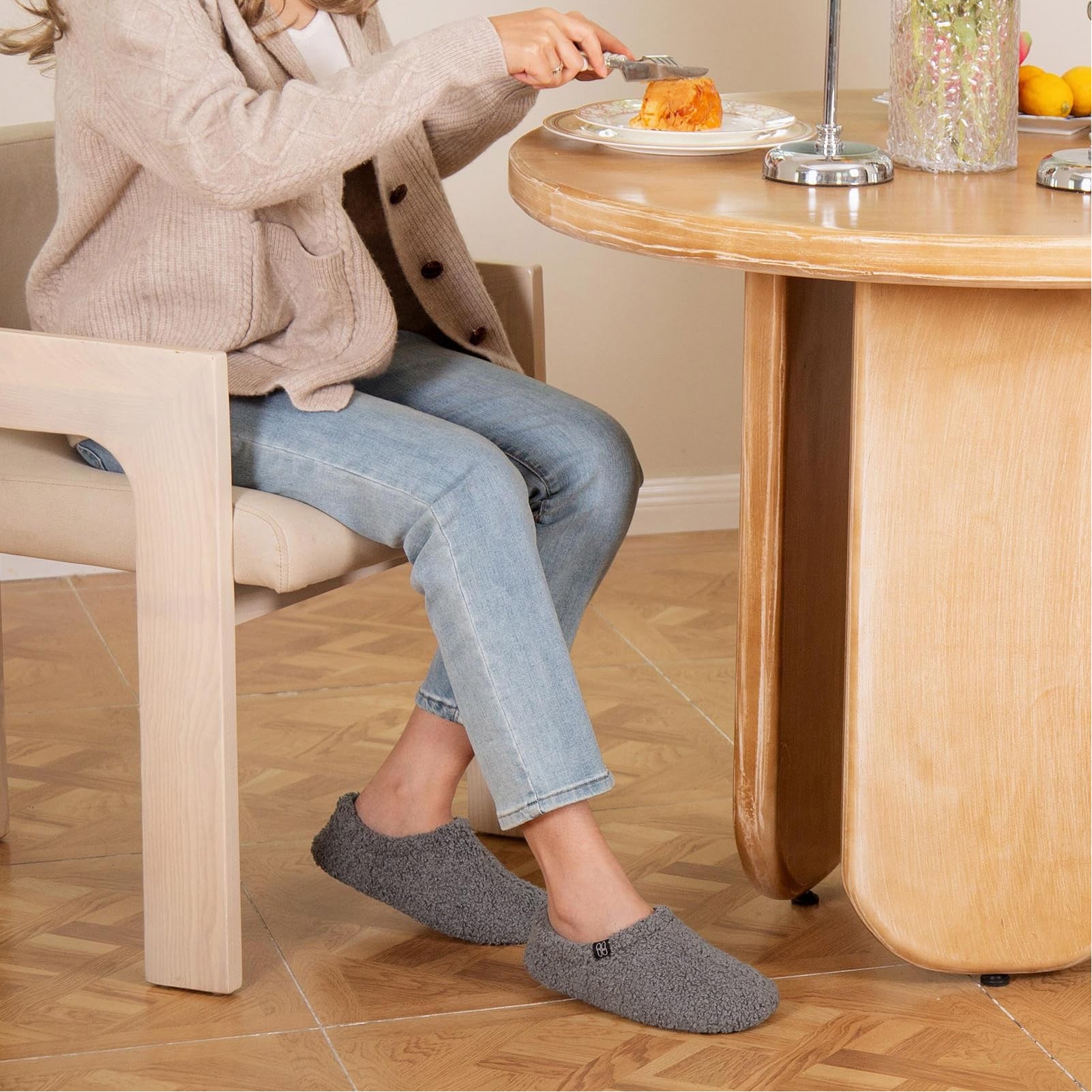 Women's Fuzzy Teddy Memory Foam Slippers, Lightweight Bedroom House Shoes 3