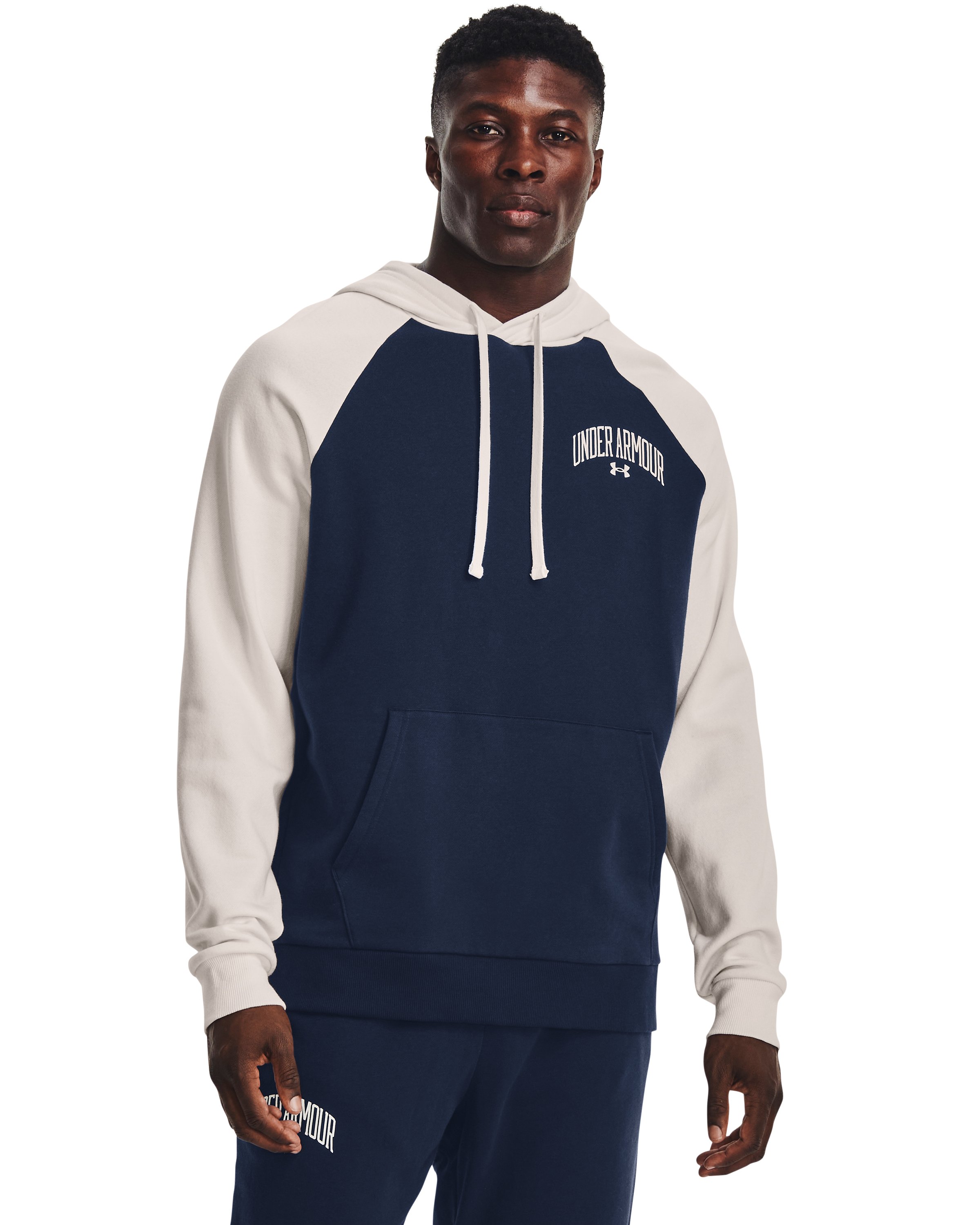 UA Rival Fleece Wordmark Colorblock Men's Hoodie, custom hoodie or sweatshirt with logo imprint 2