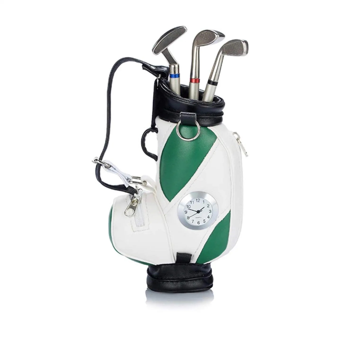 Mini Desktop Golf Bag Pen Holder with Clock 6