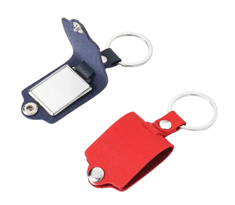 Leather Photo and Metal Keychain 3