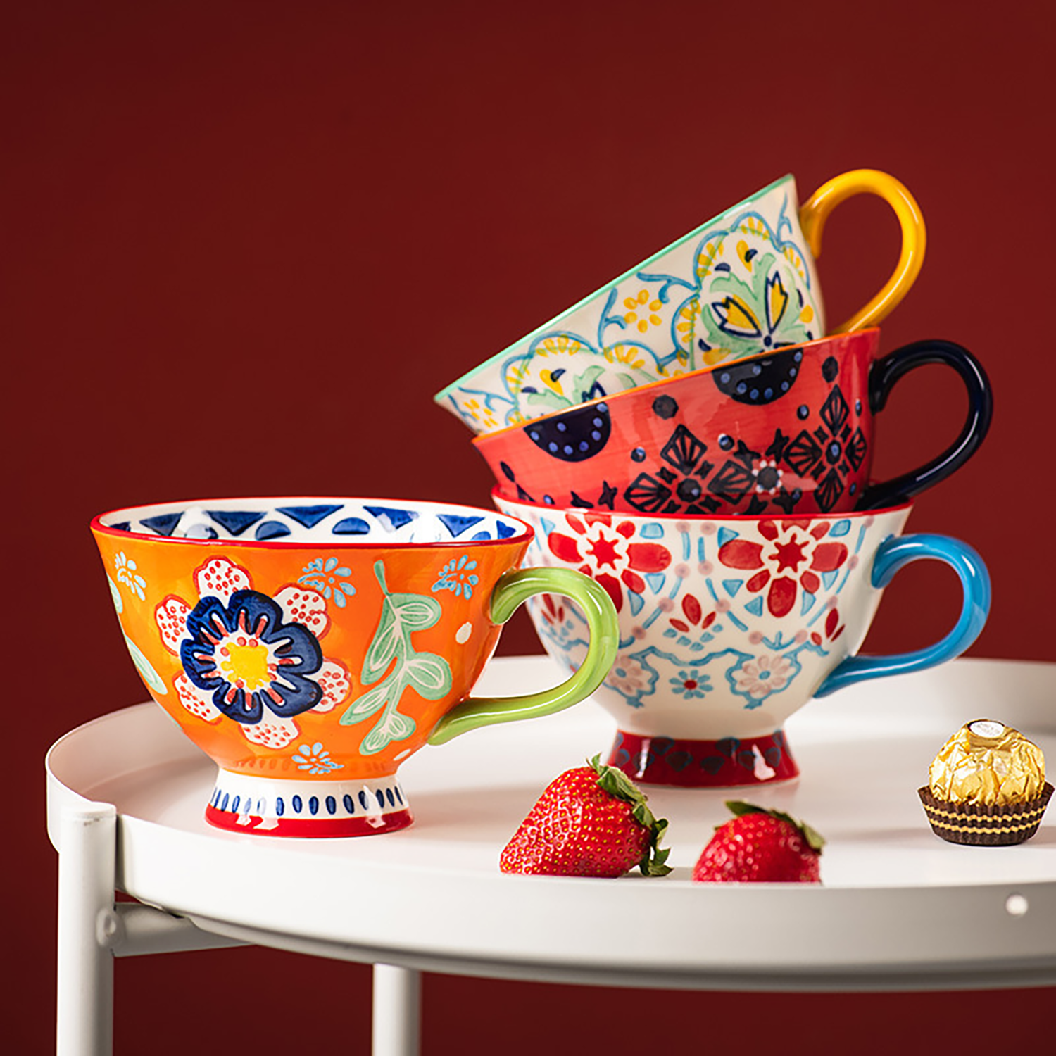 Polish Ceramic Floral Mug Elegant Coffee Cup 14.5 oz 7