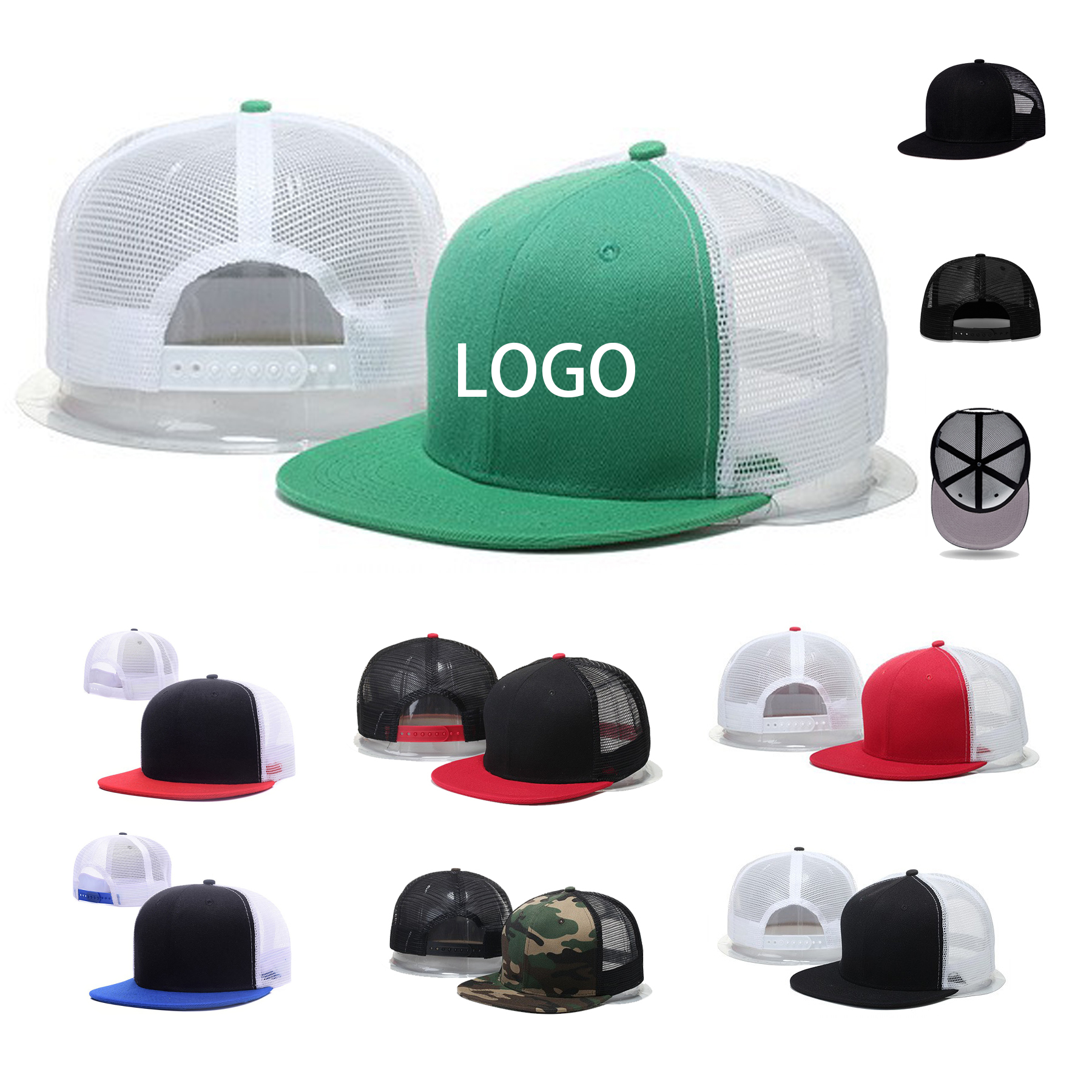 Kids Hip Hop Style Flat Bill Mesh Caps 2