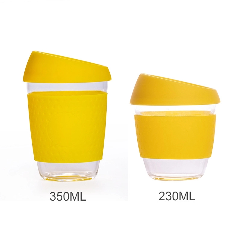 Reusable Glass Coffee Mug Travel Cup with Spill Proof Lid 15