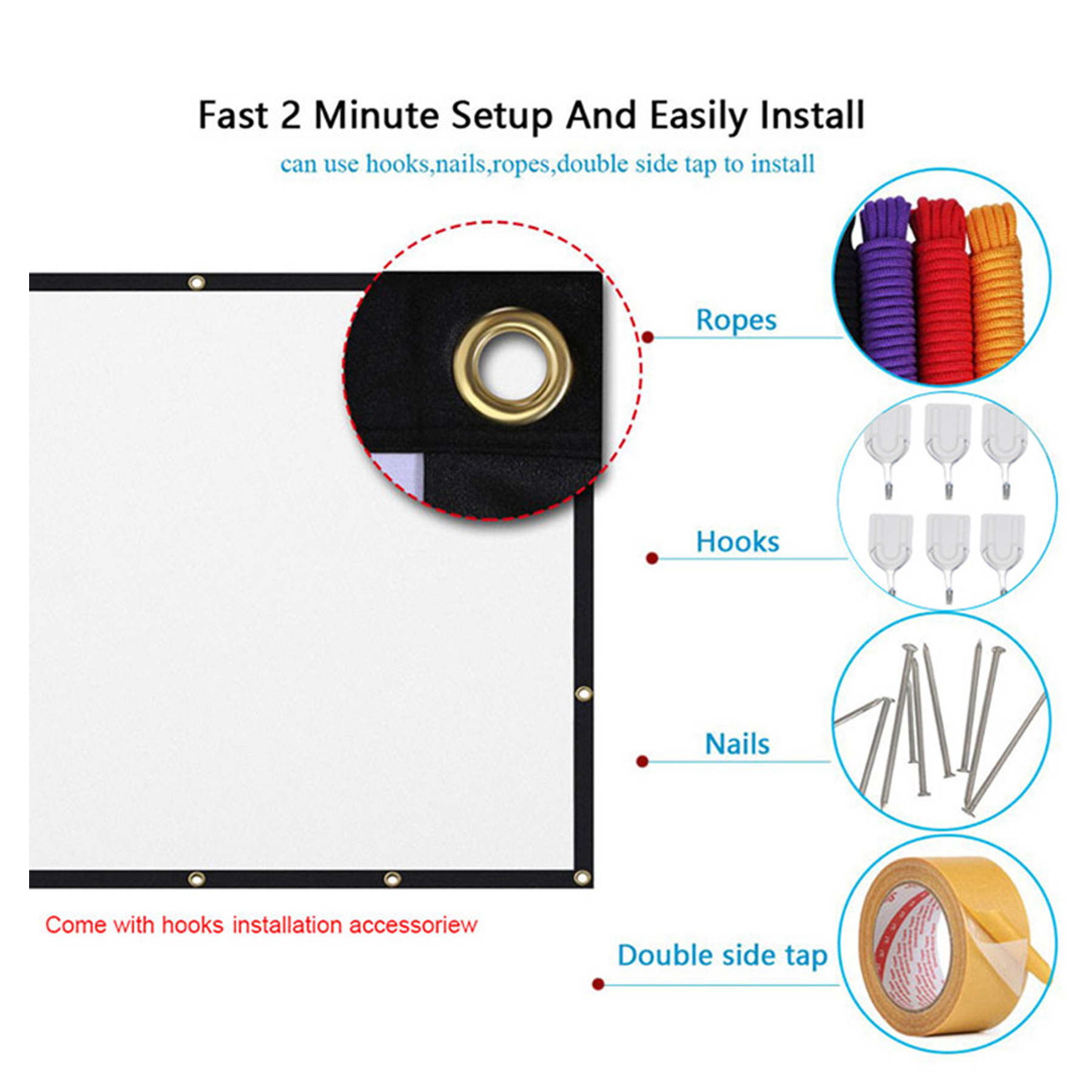 100" Portable Projector Screen for Outdoor and Indoor Movies 7