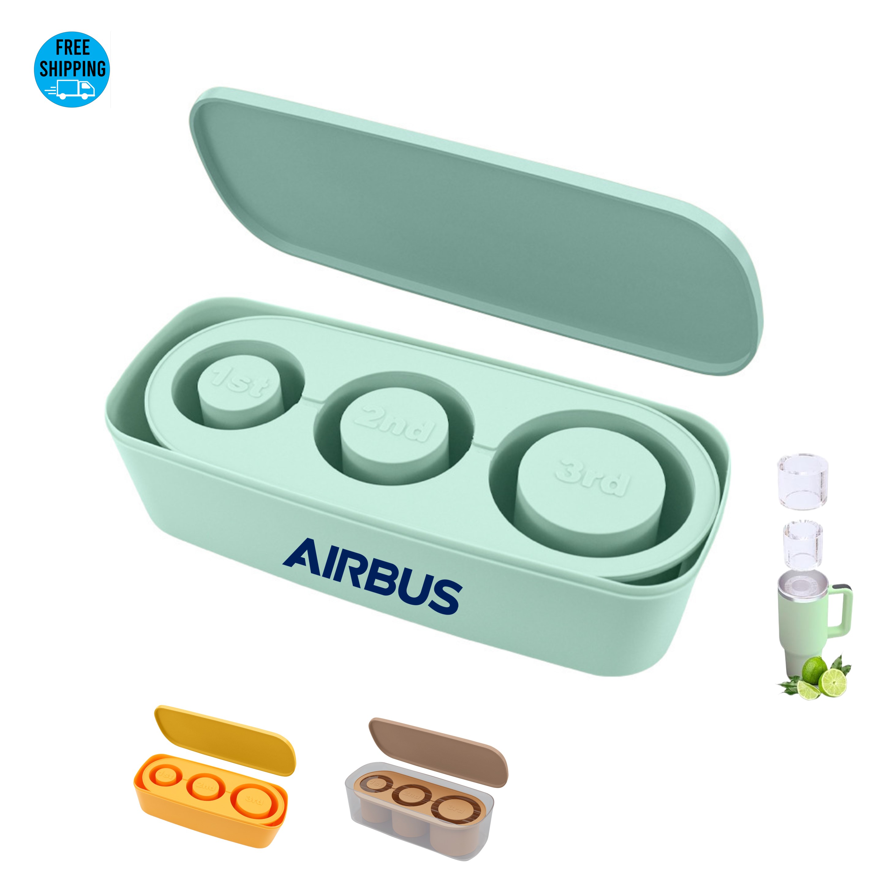 Silicone Ice Cube Tray with Lid and Bin - OCEAN 5