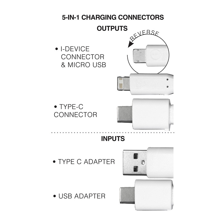 "LISBON" 5-in-1 Bamboo Cell Phone Charging Cable w/Carabiner 1