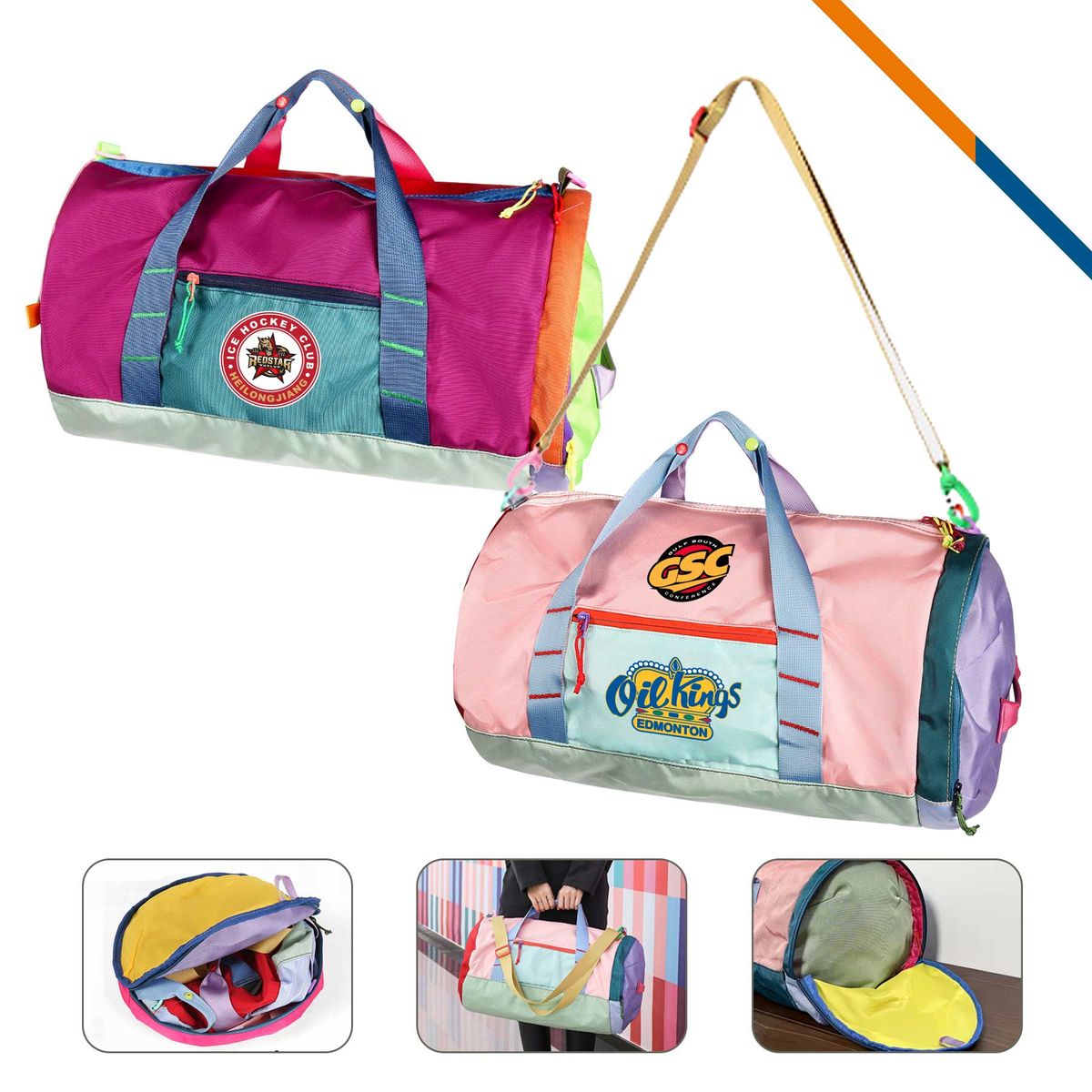 VividSack Foldable Color Block Duffel Bag