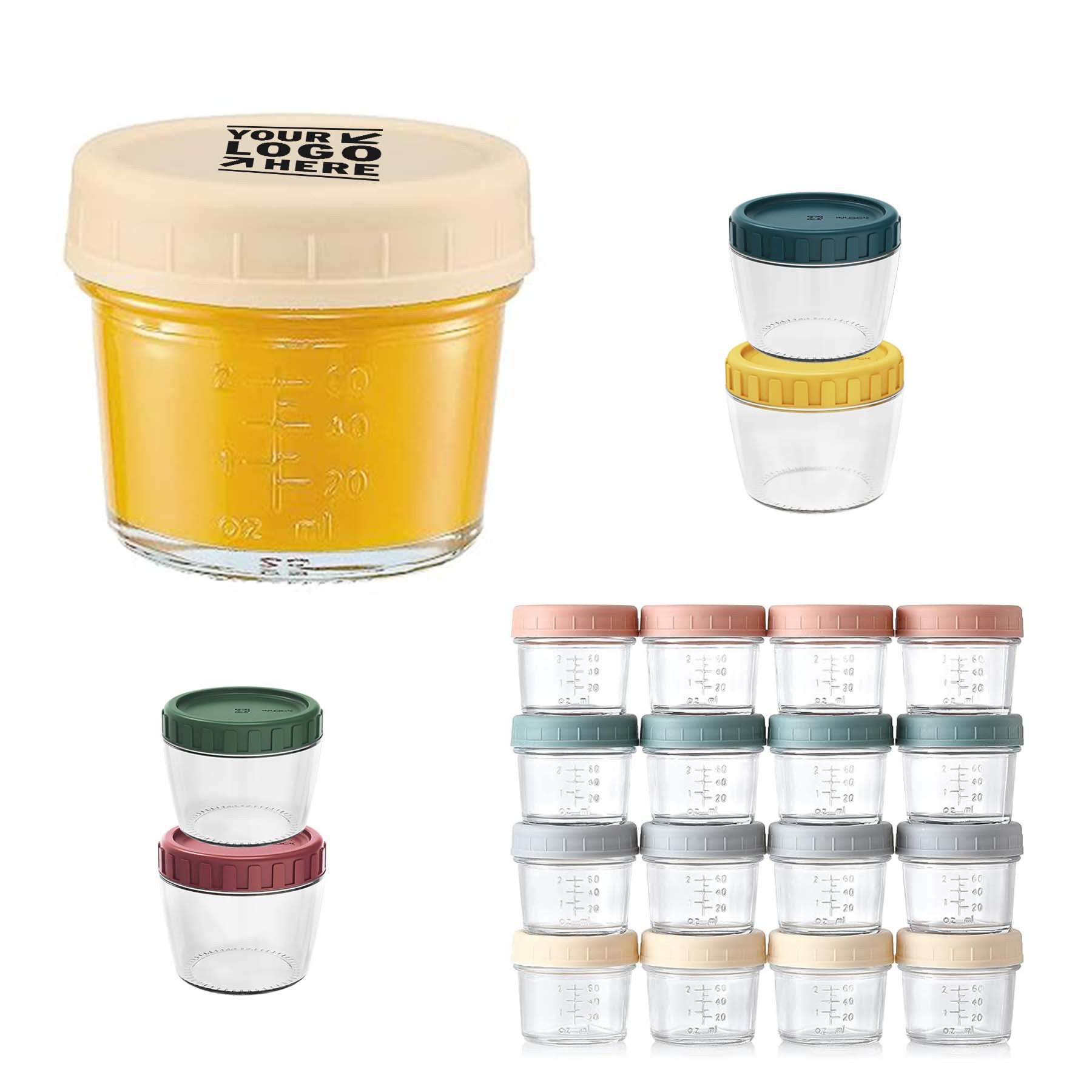 4 oz Small Reusable BPA Free Glass Jar Baby Food Storage Container with Plastic Lid 3