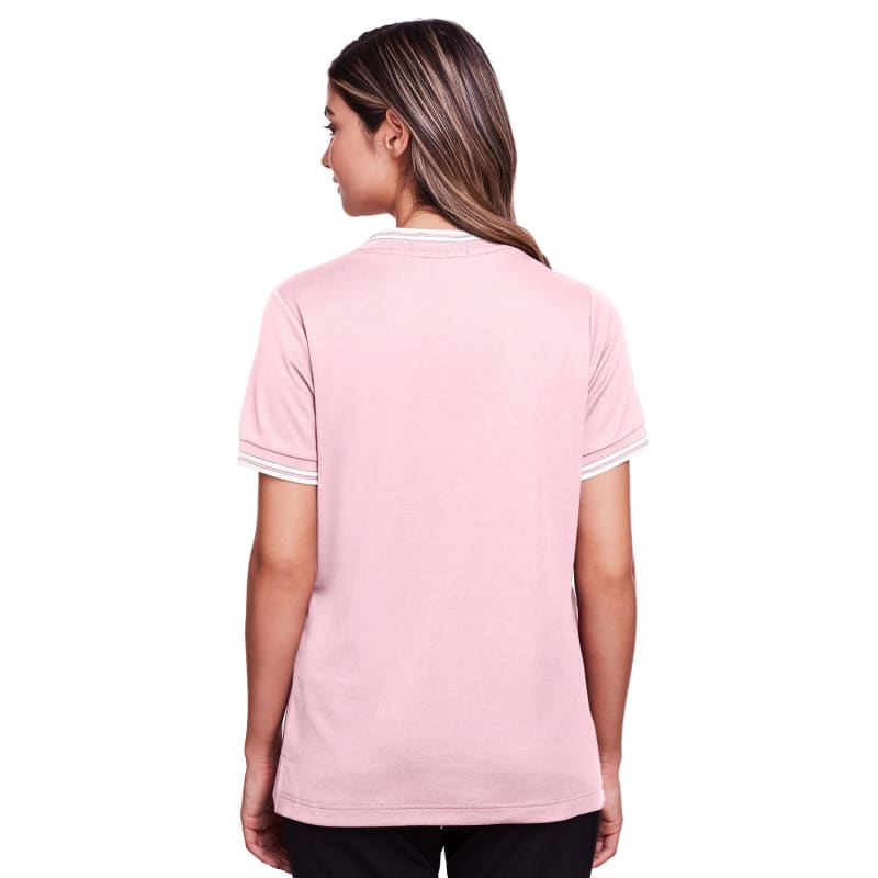 Devon & Jones Ladies' CrownLux Performance™ Plaited Tipped V-Neck Polo 16