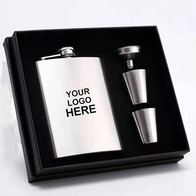 8Oz Stainless Steel Wine Flask, custom water bottle with logo imprint 4