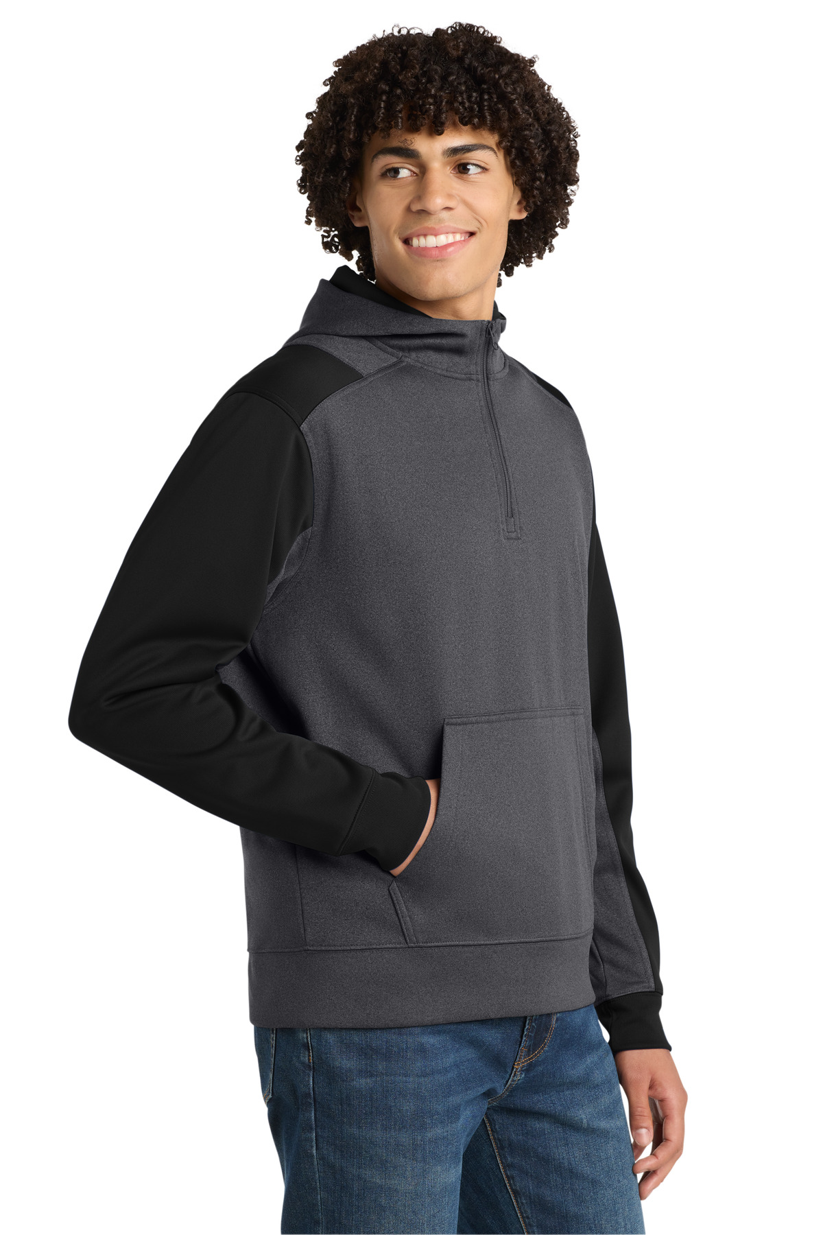 Sport-Tek Tech Fleece Colorblock 1/4-Zip Hooded Sweatshirt. ST249, custom hoodie or sweatshirt with logo imprint 18