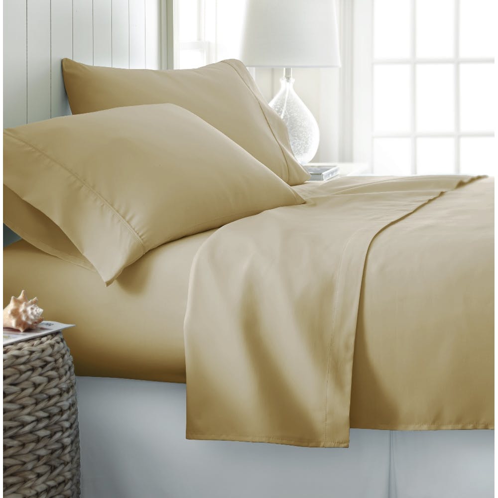 Microfiber Bed Sheet Sets - Gold Cali King 4 Piece Double-Brushed 1
