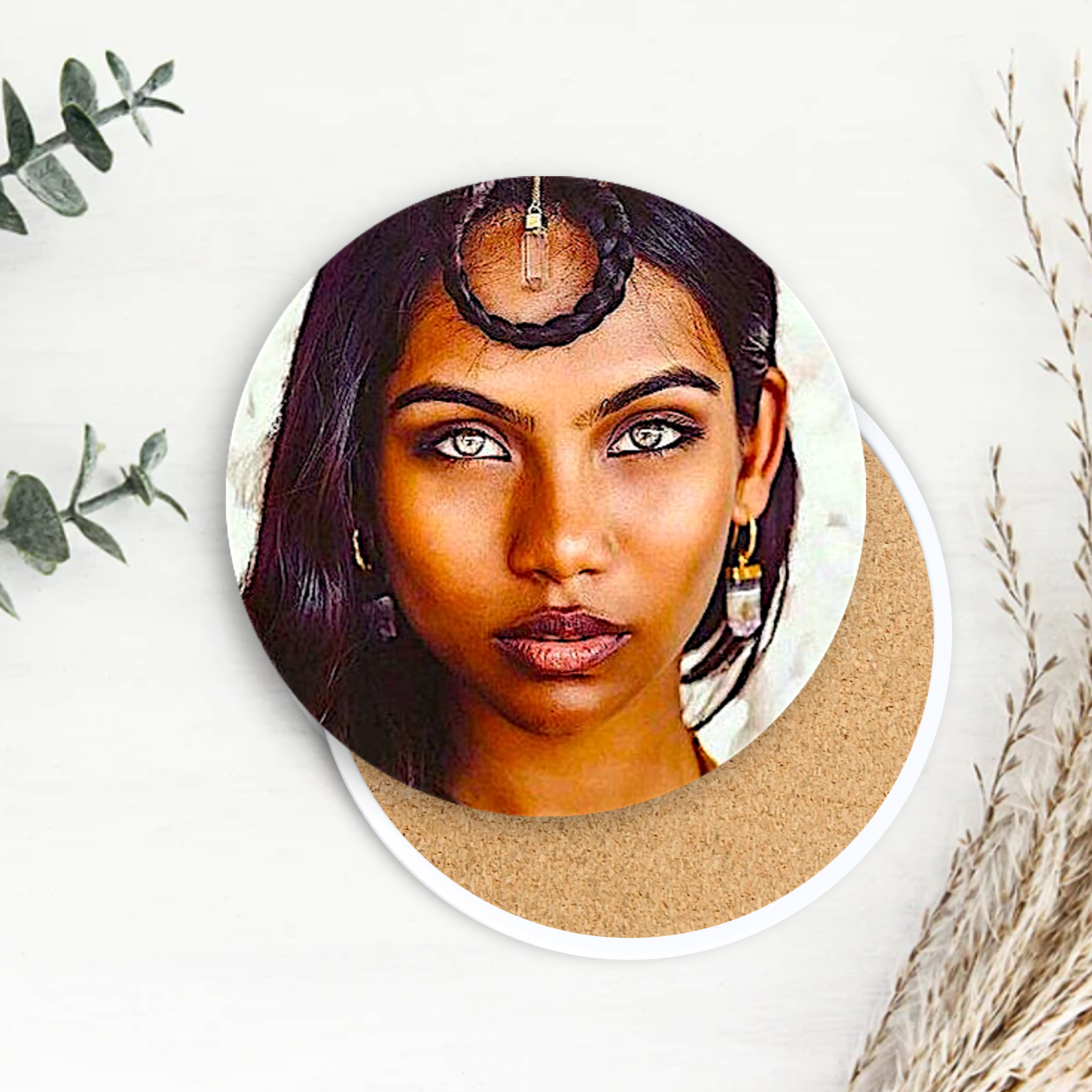 Semi-Gloss White Ceramic Round Coaster 3