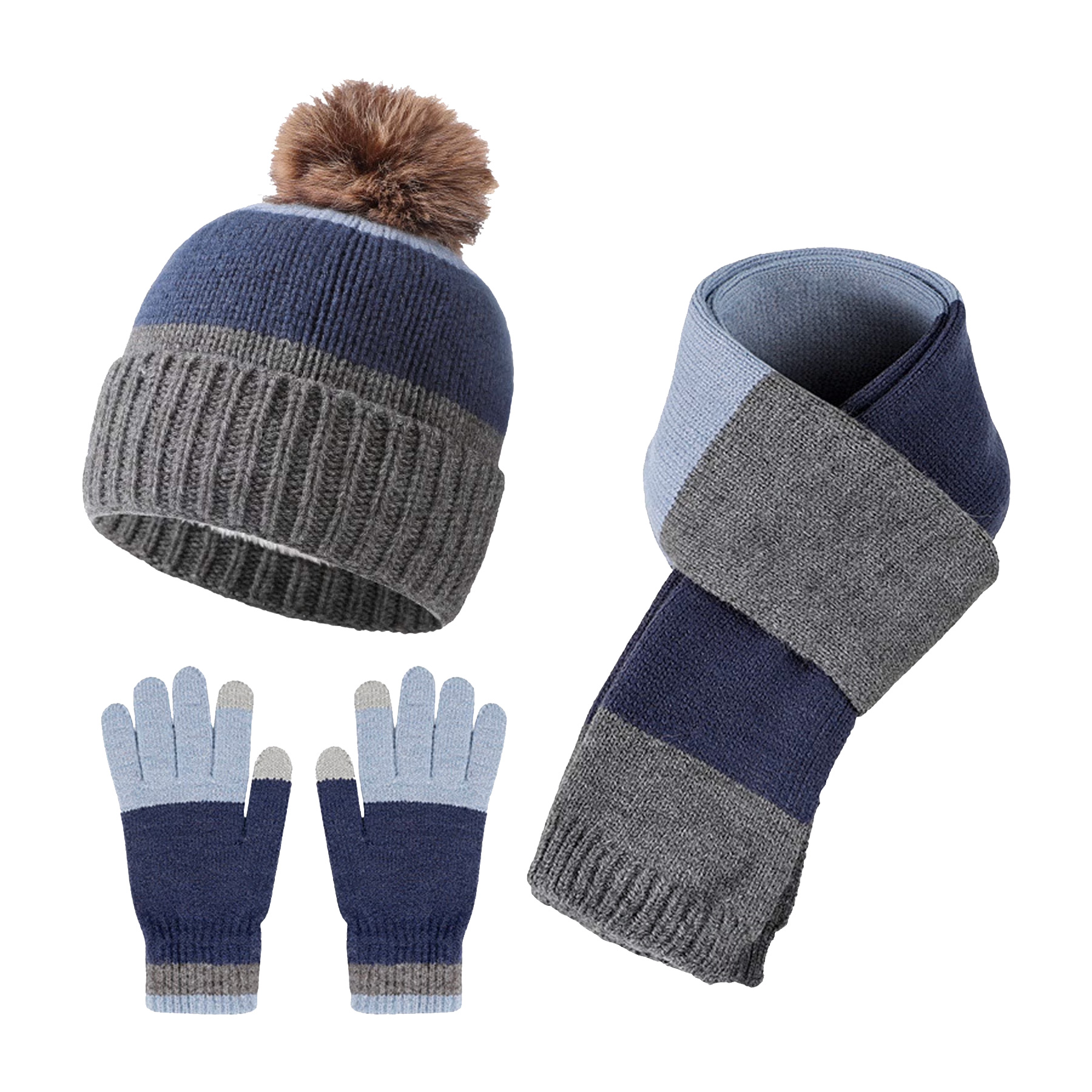 Winter Warm Beanie Hat & Gloves & Scarf 3PCS Set 5